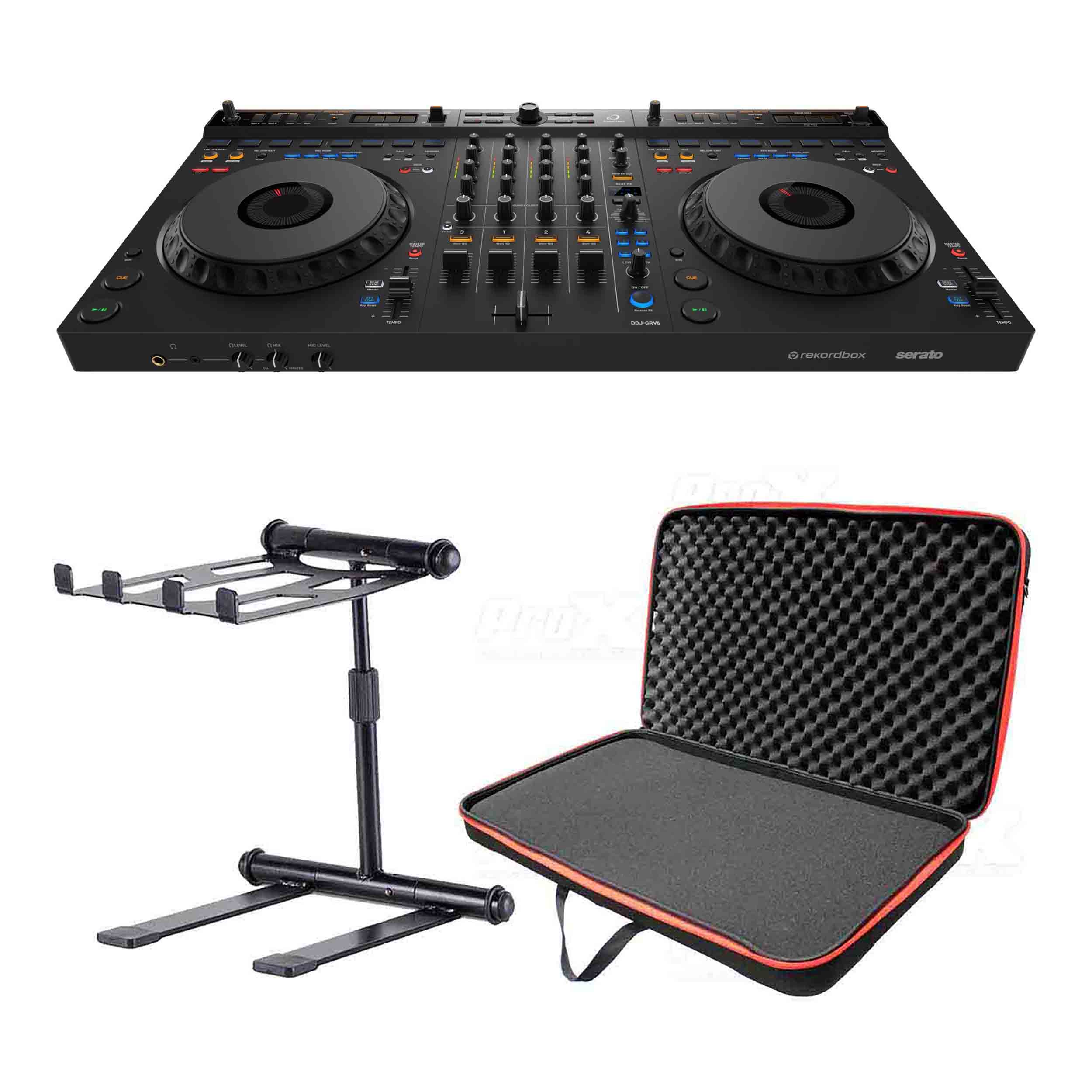 Pioneer DJ Package DDJ-GRV6 Controller, Headliner HL20000 Laptop Stand and ProX XB-DJCL DJ Bag by Pioneer DJ