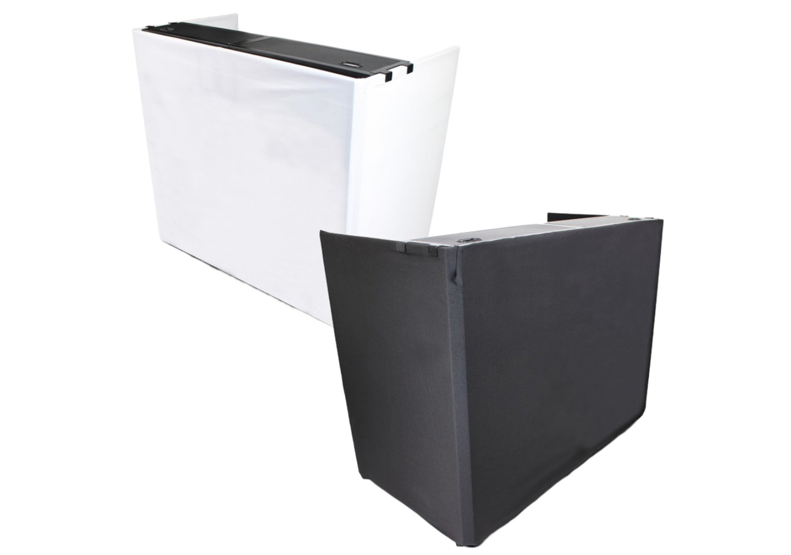 ProX XF-MESAMEDIA MK2, DJ Facade Table Workstation Includes TV Bracket Mount White and Black Scrims and Carry Bag by ProX Cases