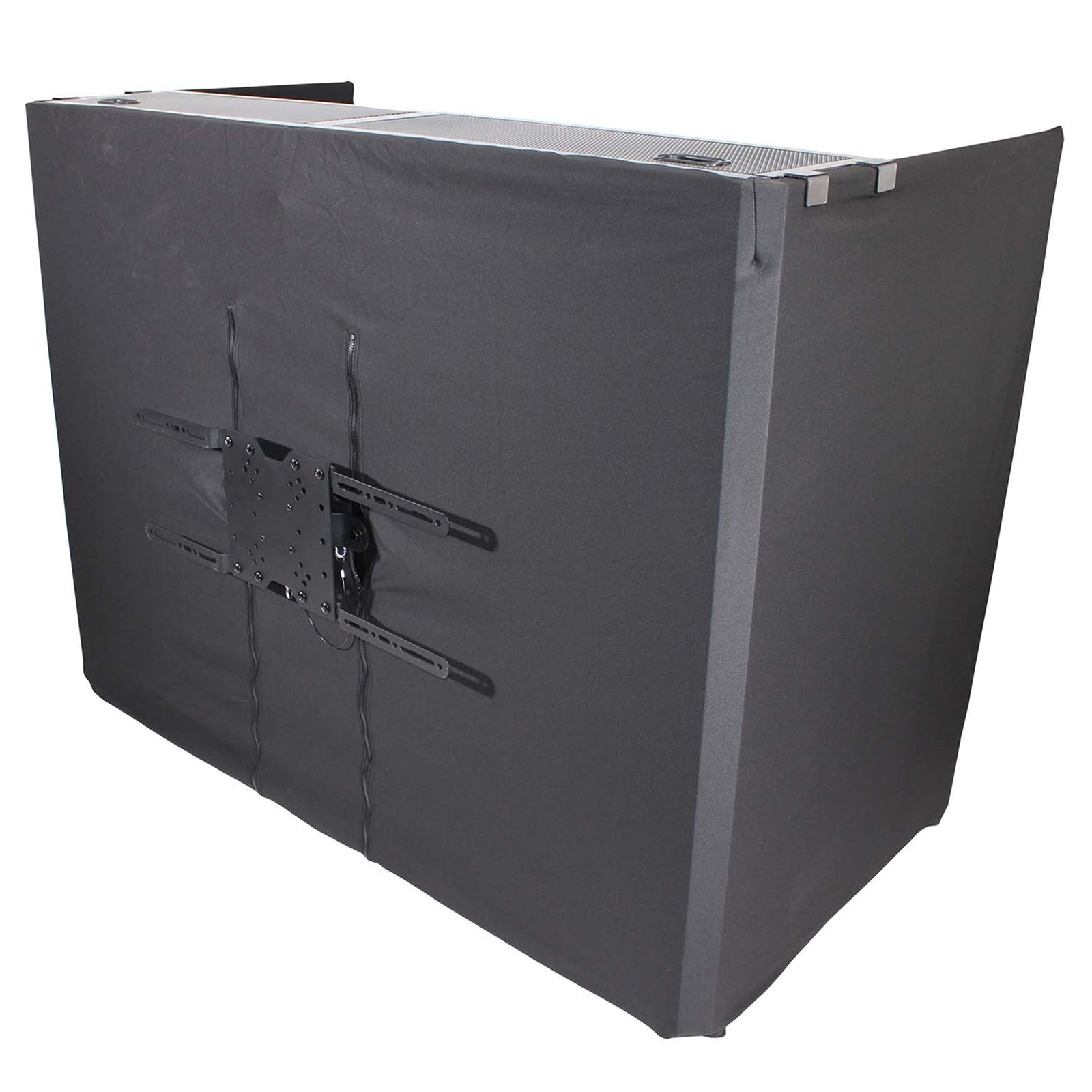 ProX XF-MESAMEDIA MK2, DJ Facade Table Workstation Includes TV Bracket Mount White and Black Scrims and Carry Bag by ProX Cases