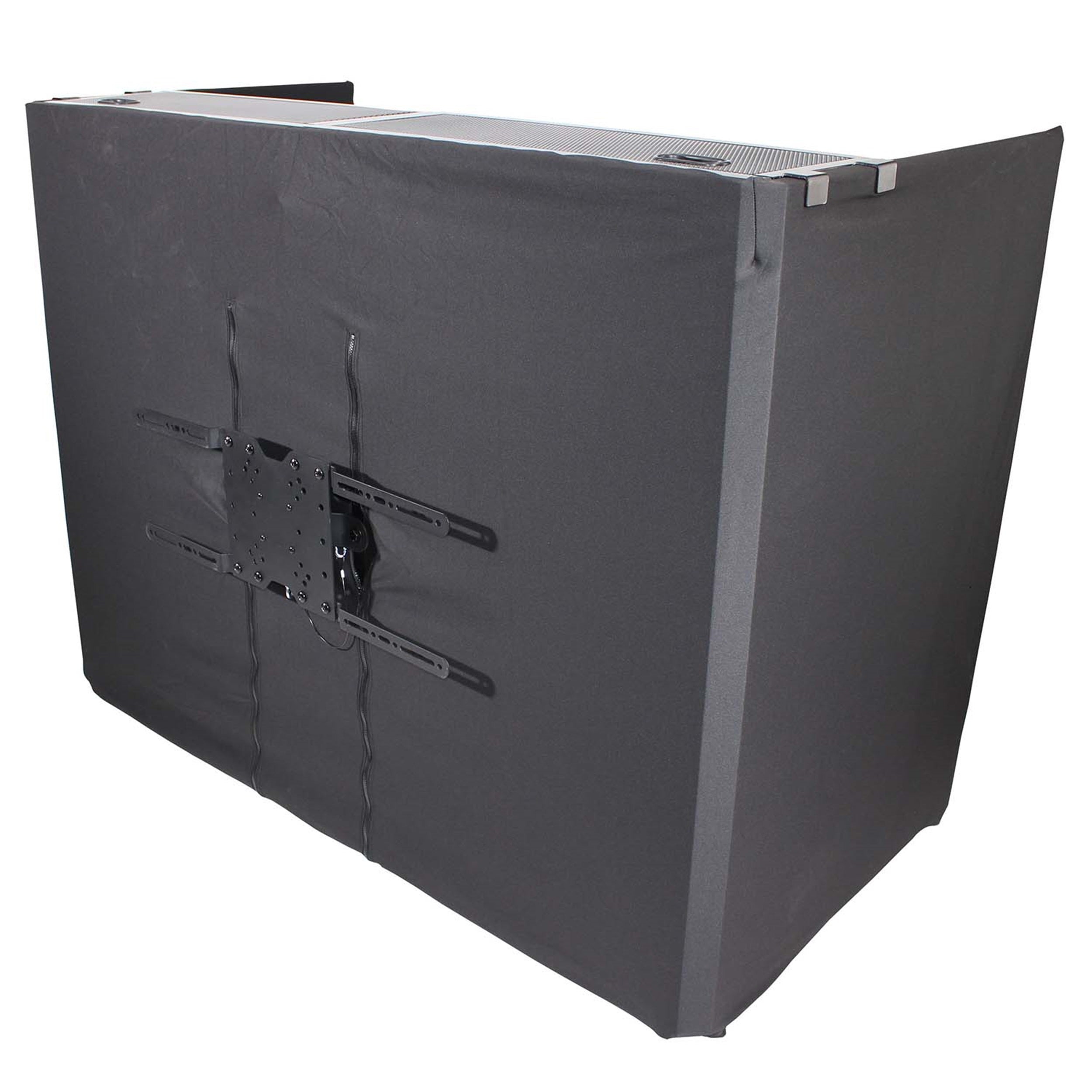 ProX XF-MESAMEDIA MK2, DJ Facade Table Workstation Includes TV Bracket Mount White and Black Scrims and Carry Bag by ProX Cases