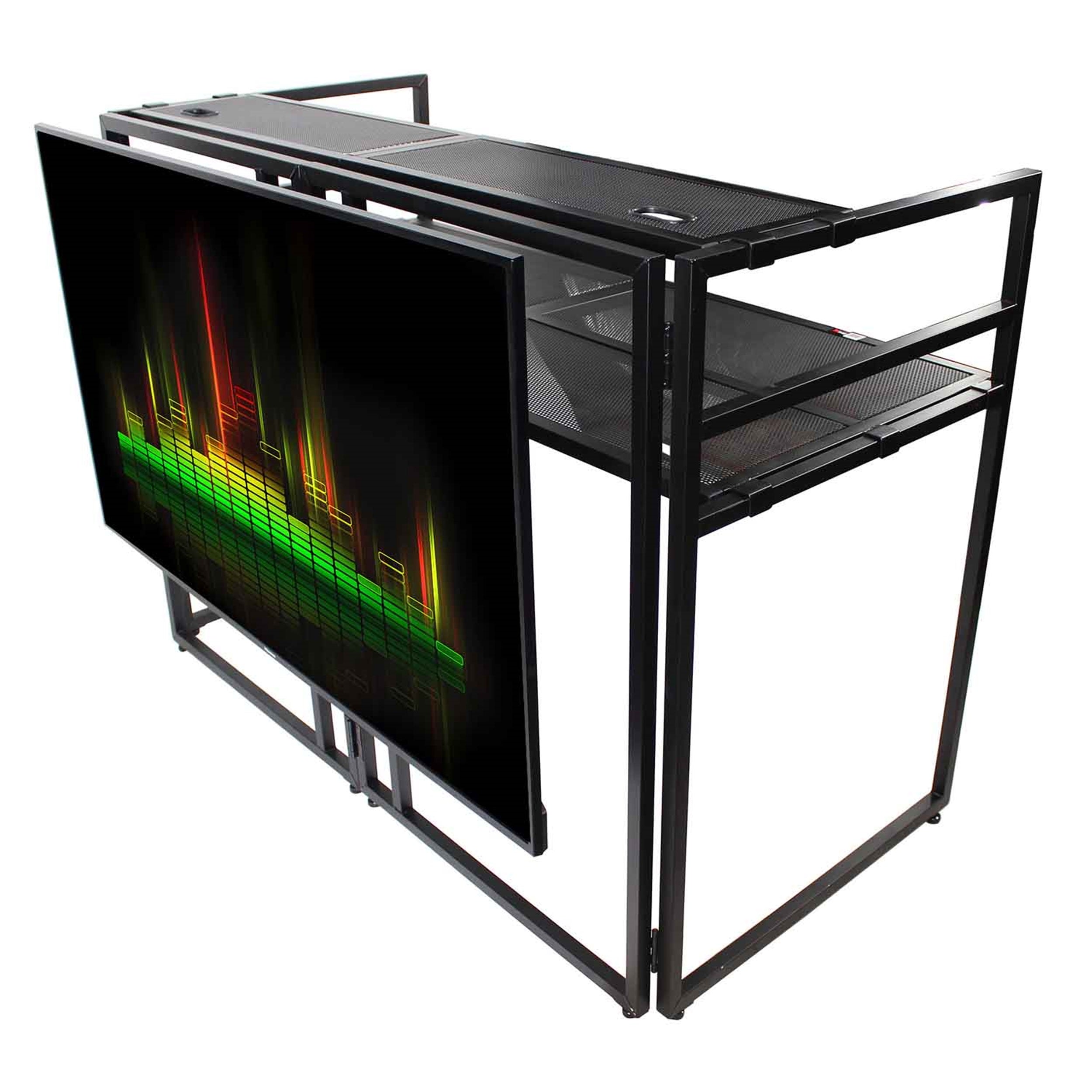 ProX XF-MESAMEDIA MK2, DJ Facade Table Workstation Includes TV Bracket Mount White and Black Scrims and Carry Bag by ProX Cases