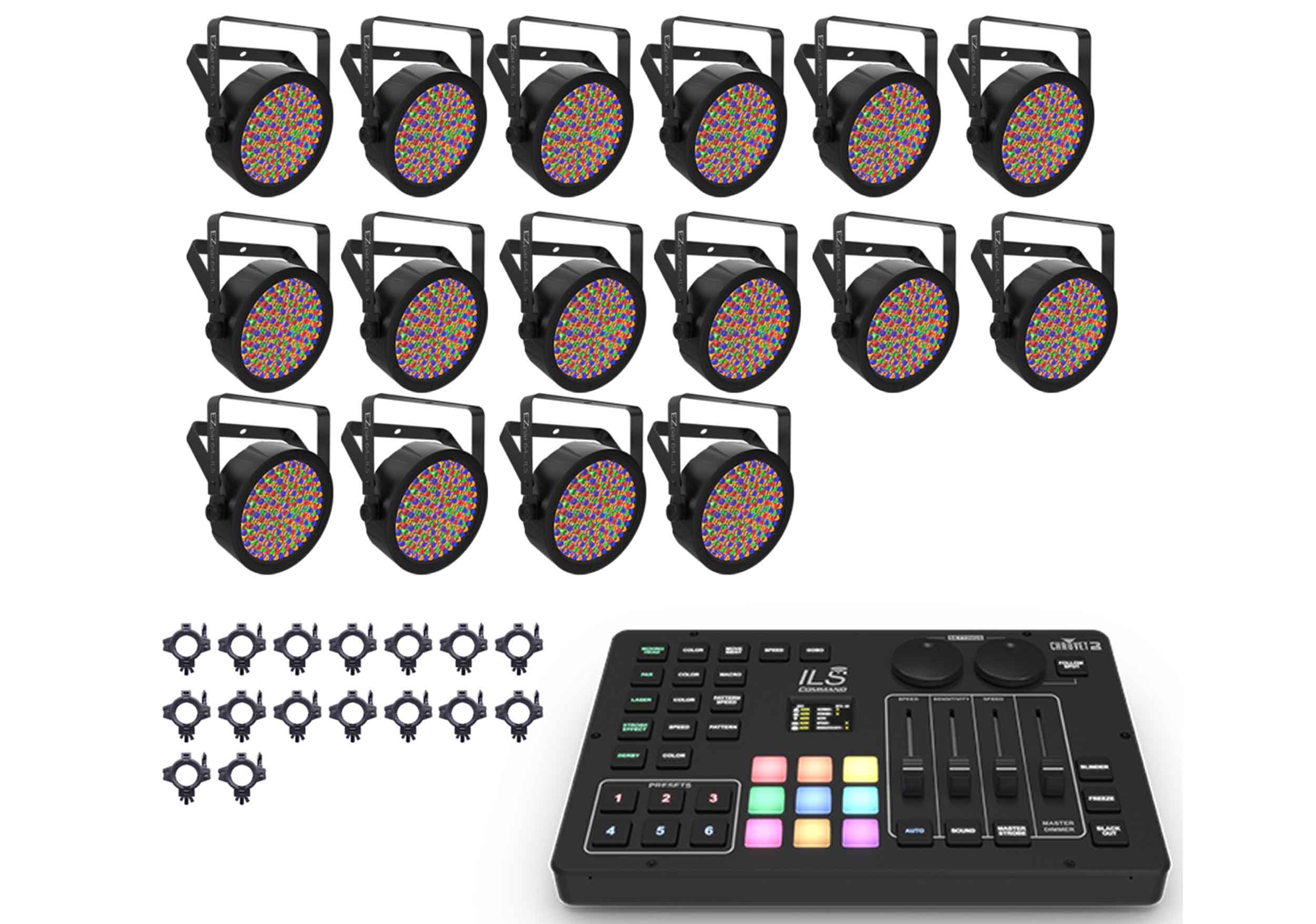 Chauvet DJ EZPAR 64 RGBA ILS Package with ILS Command Controller and Clamps by Chauvet DJ