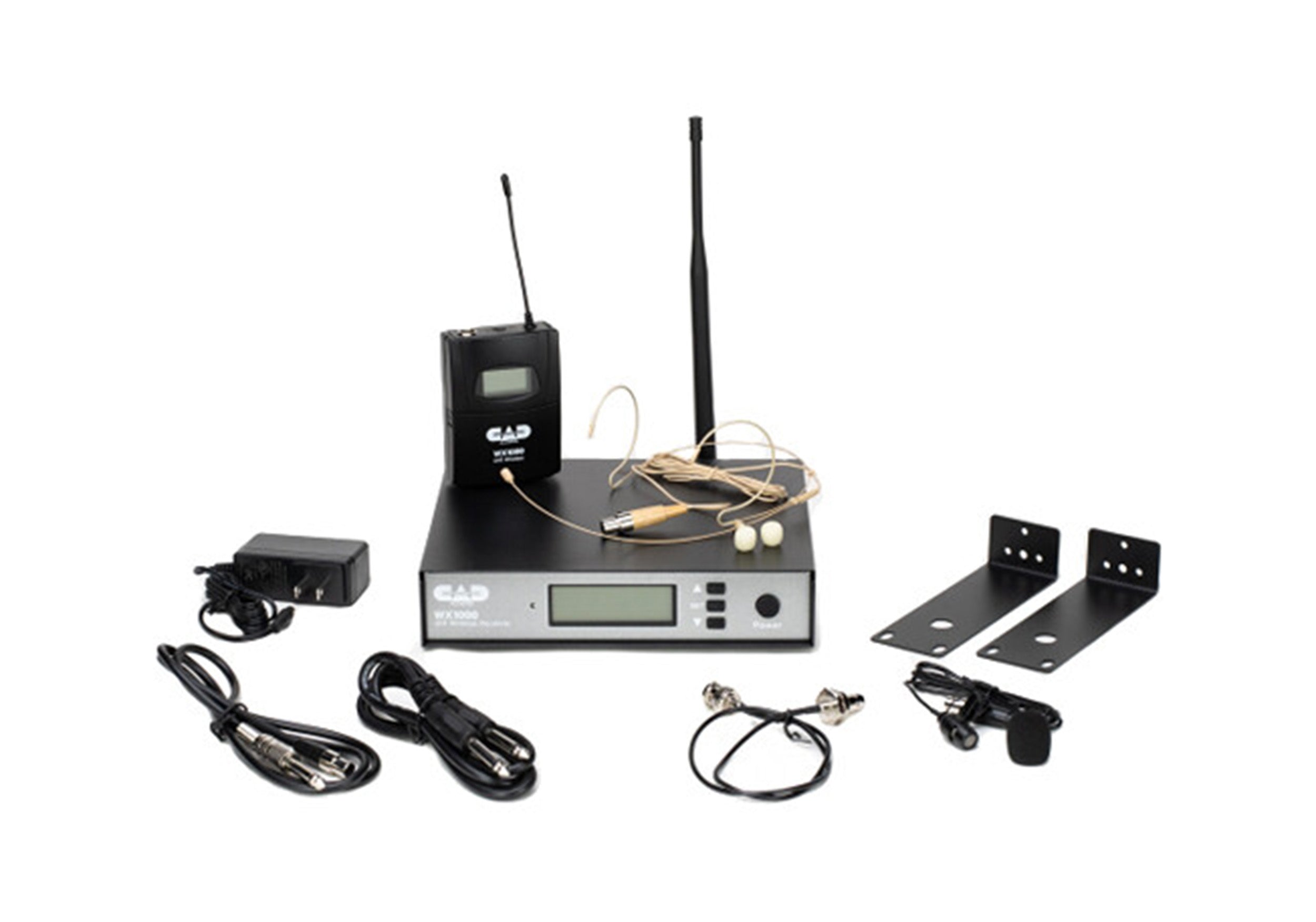 CAD Audio WX1000BP UHF Wireless Body Pack Microphone System Includes Headworn Mic, Lavalier Mic and Guitar Cable by CAD Audio