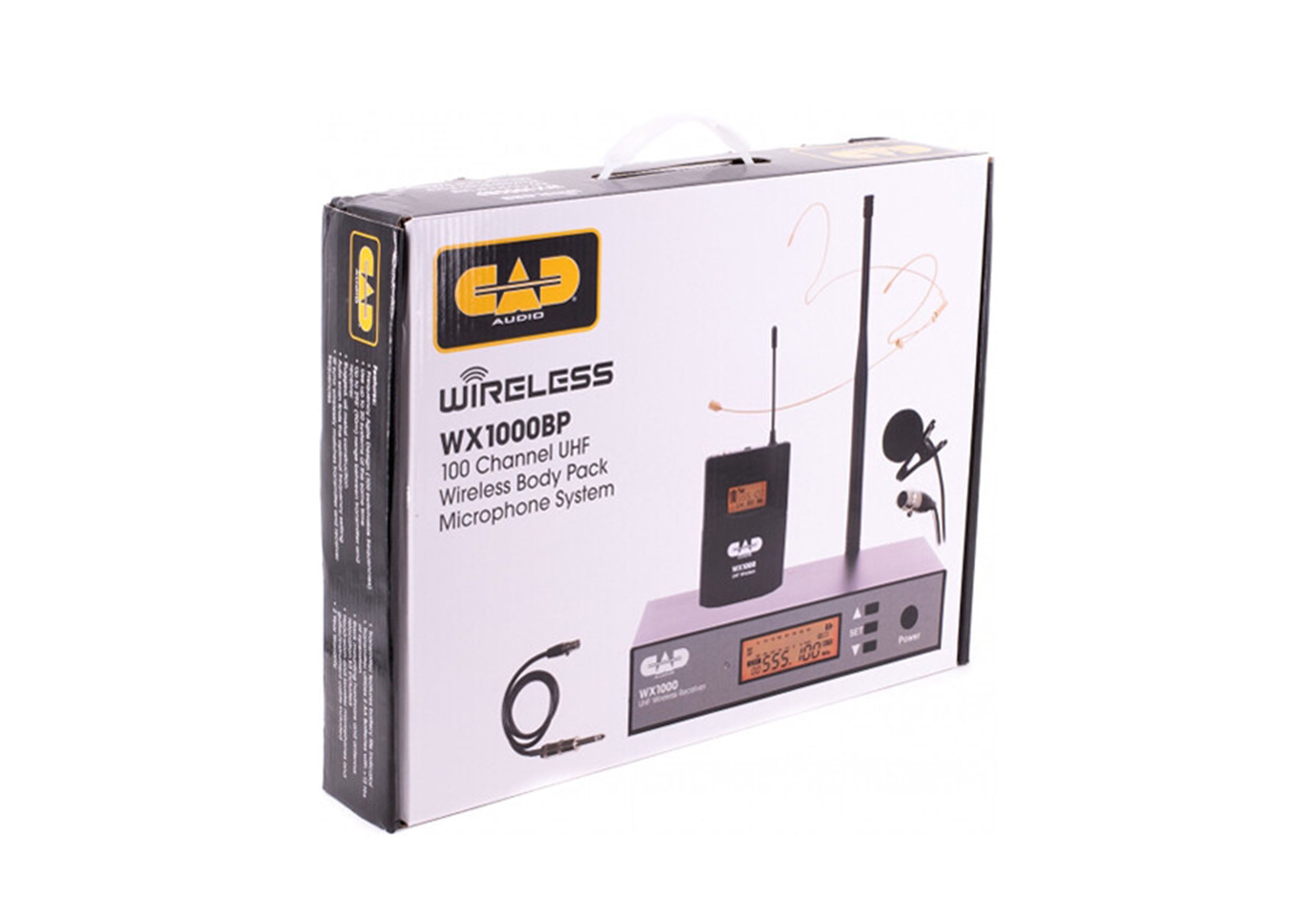 CAD Audio WX1000BP UHF Wireless Body Pack Microphone System Includes Headworn Mic, Lavalier Mic and Guitar Cable by CAD Audio