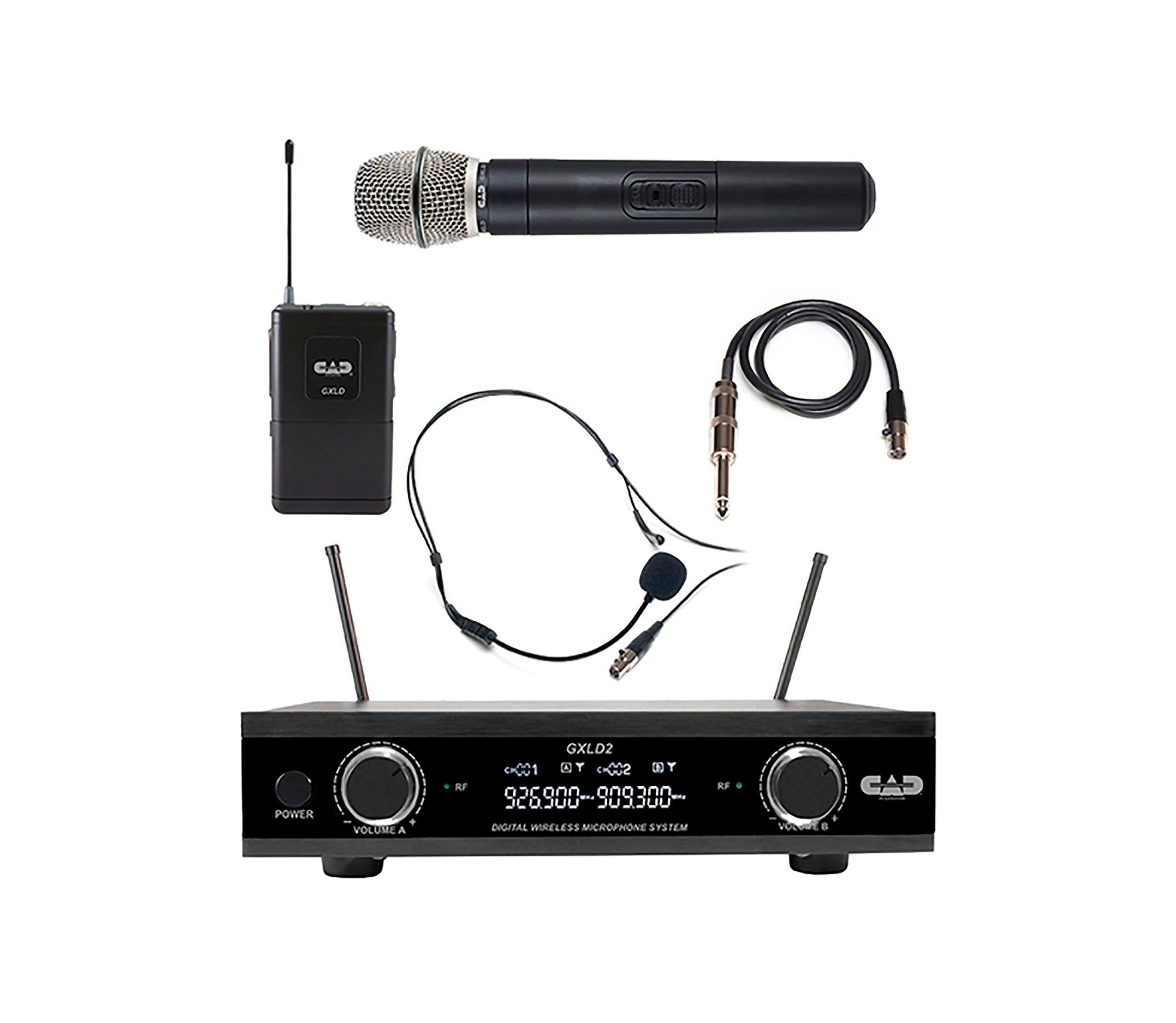 CAD Audio GXLD2-HBAH Digital Dual Channel Wireless Handheld and Bodypack Microphone System - AH Frequency Band by CAD Audio