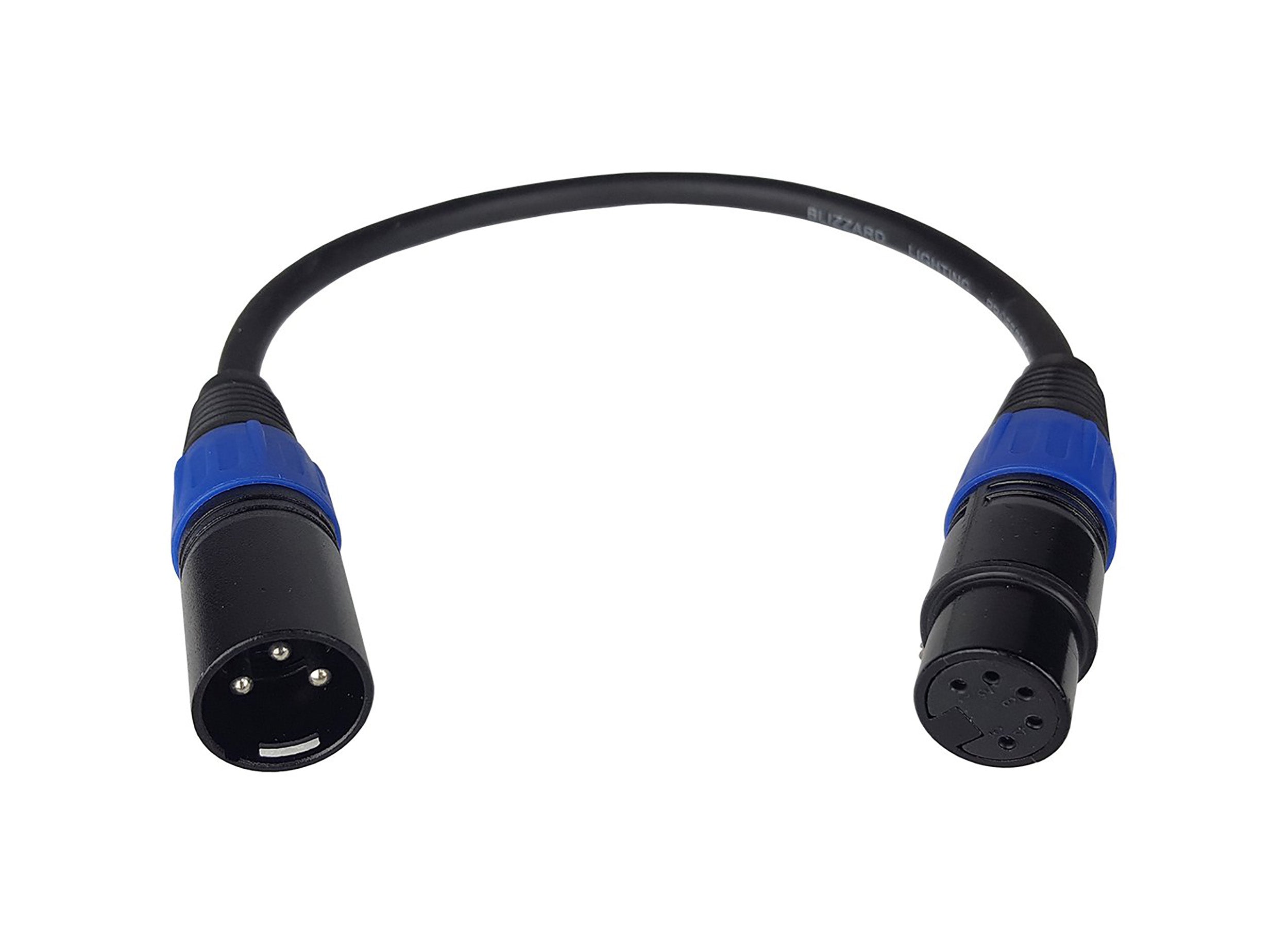 Blizzard DMX 3-Pin Male to 5-Pin Female DMX Cable - 1 Ft by BLIZZARD LIGHTING