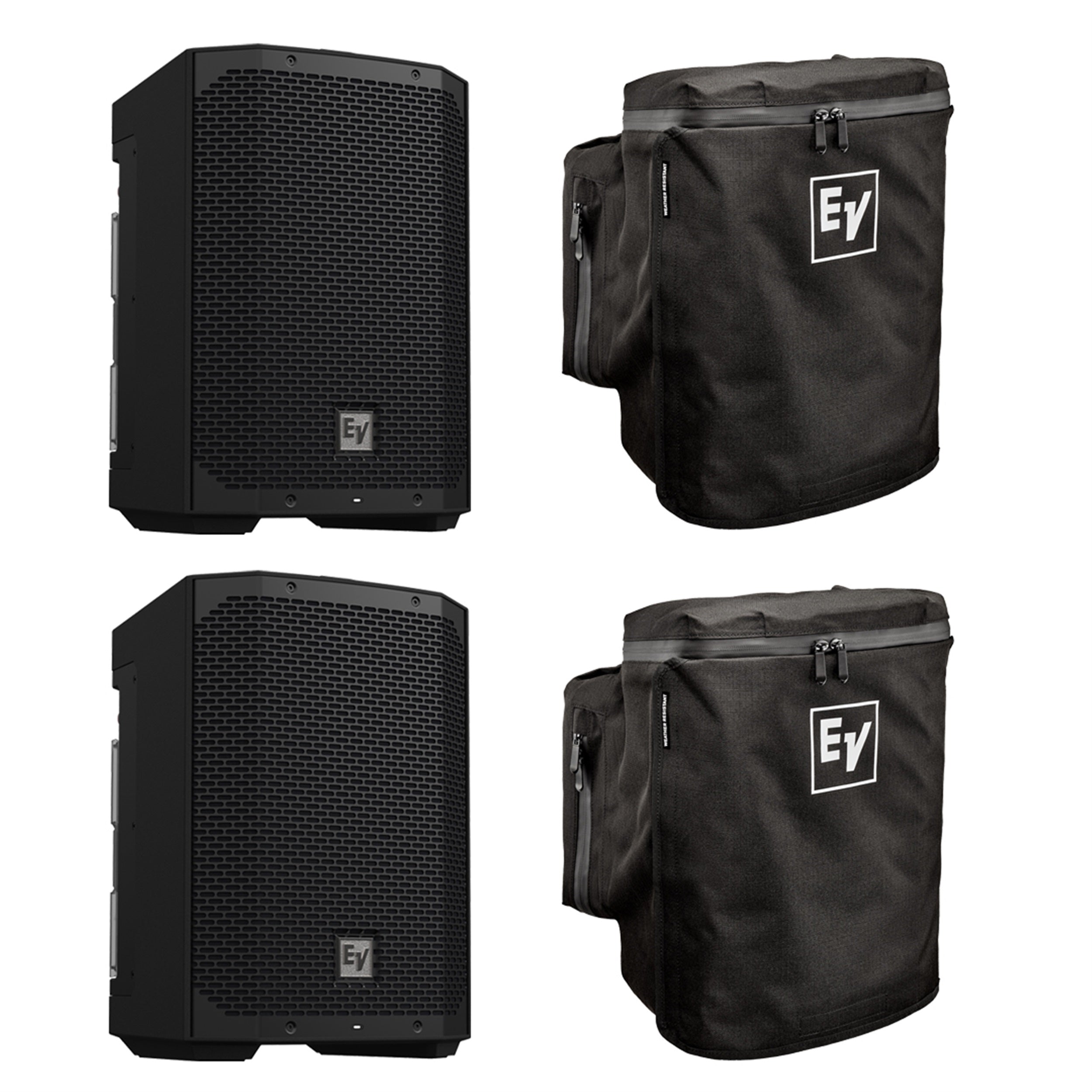 Electro-Voice EVERSE 8 Black Powered Speaker Package with Rain Resistant Covers - Pair by Electro-Voice