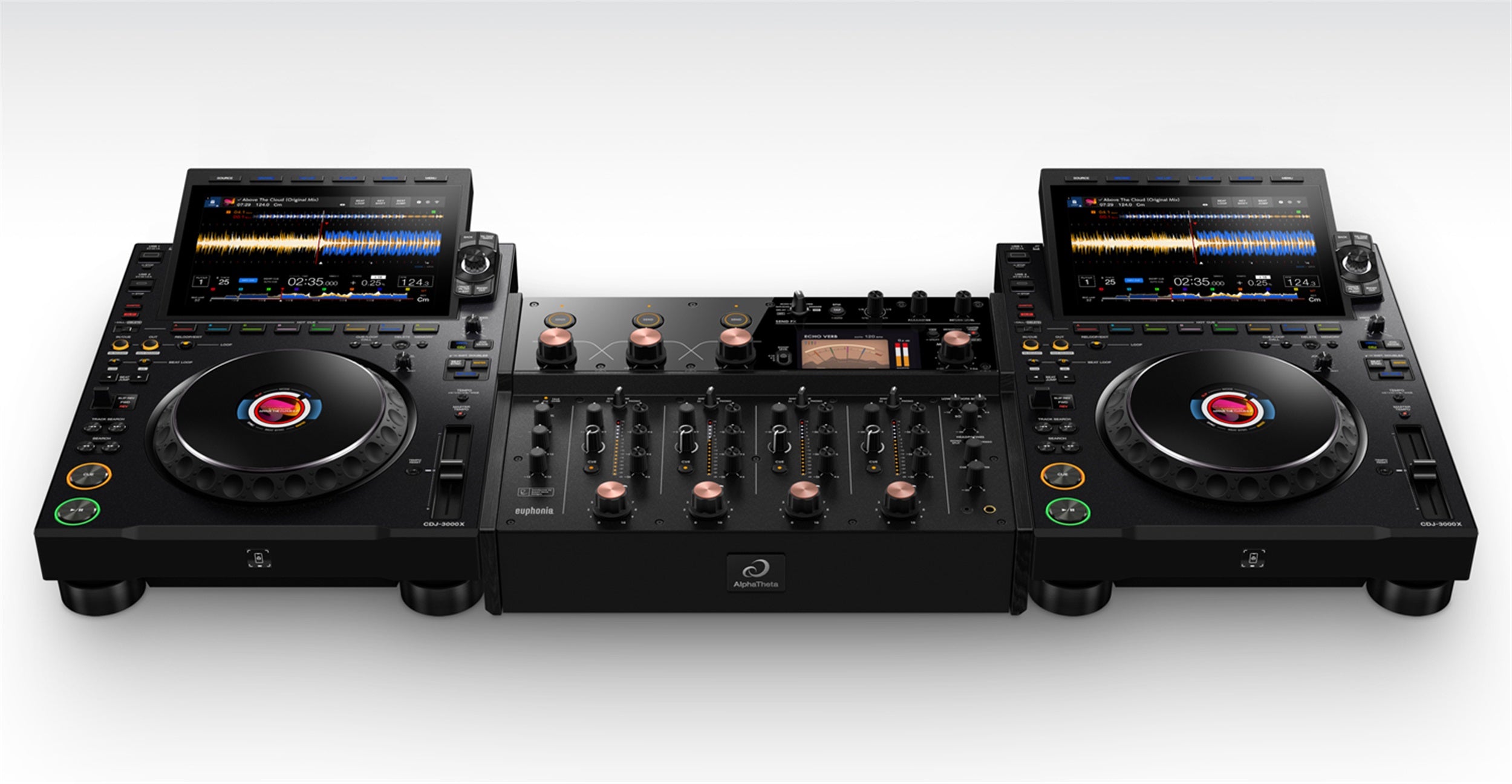 AlphaTheta CDJ-3000X DJ Media Player Pair with Euphonia Rotary Mixer by AlphaTheta