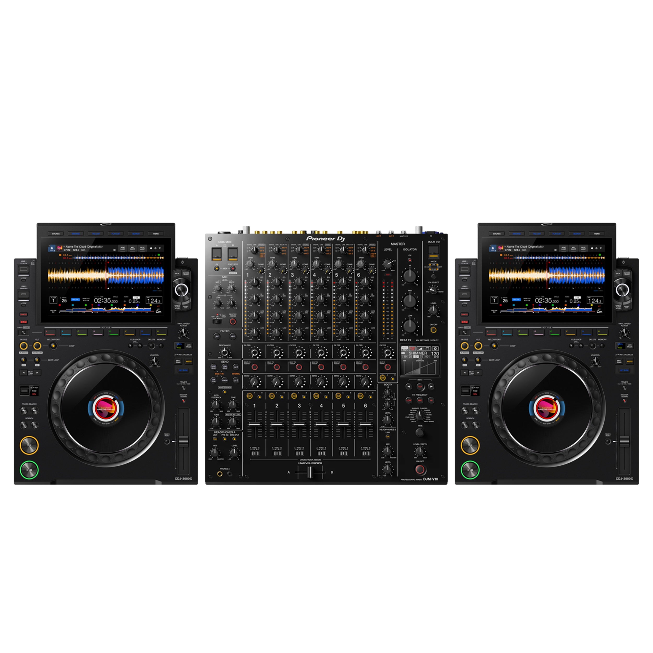 AlphaTheta CDJ-3000X DJ Media Player Pair with DJM-V10 Mixer by AlphaTheta