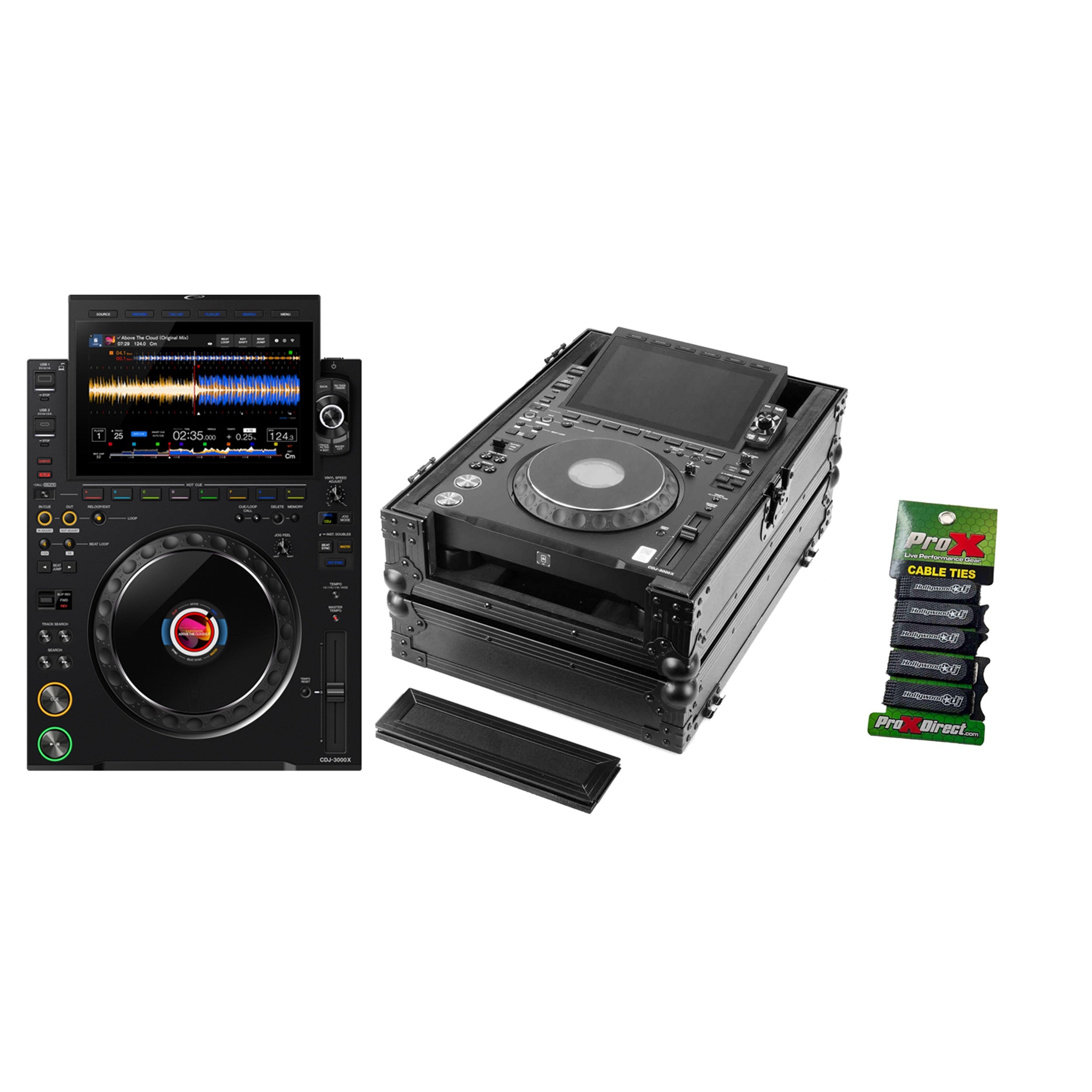 AlphaTheta CDJ-3000X DJ Media Player with Odyssey FZ3000XBL Black Label Flight Case by AlphaTheta