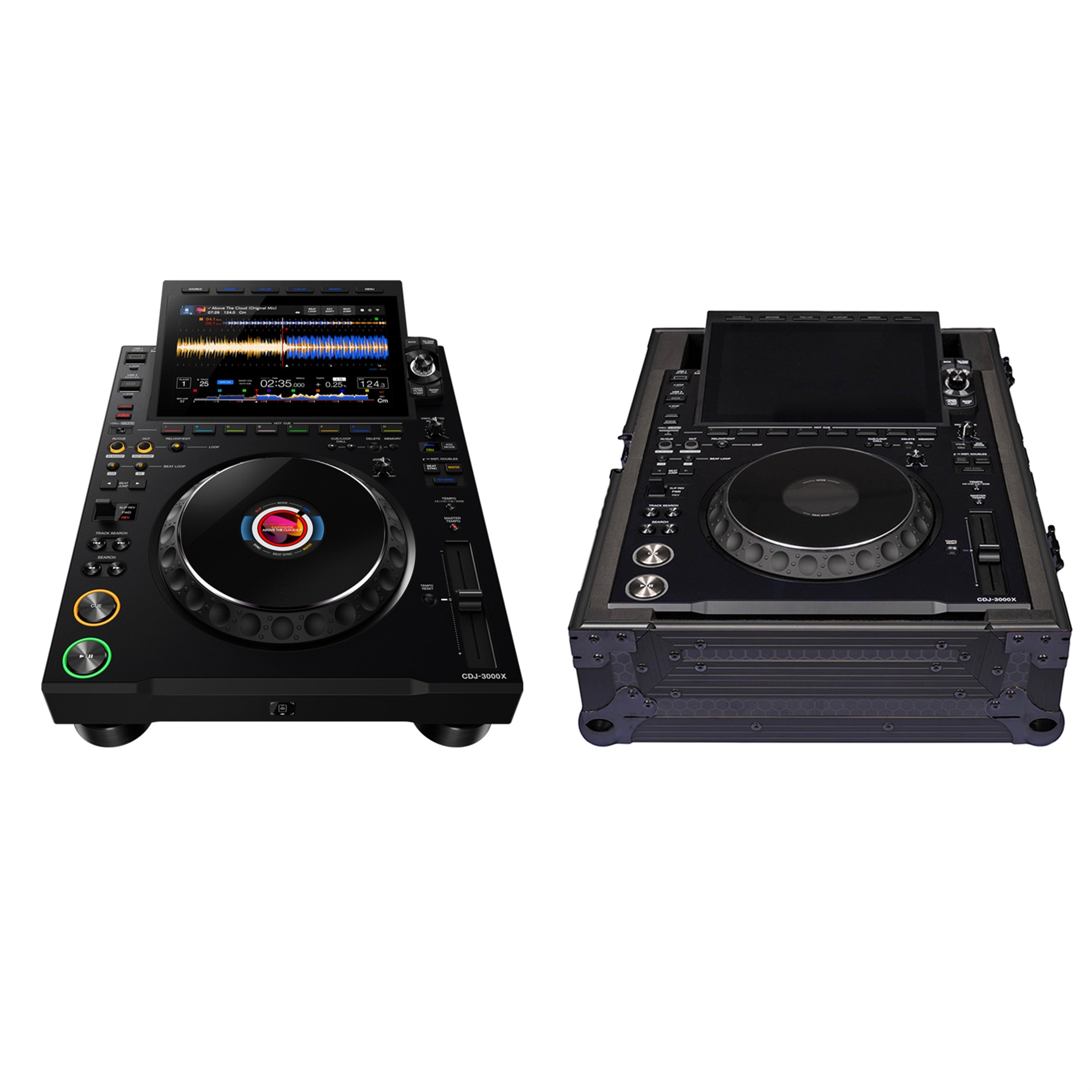 AlphaTheta CDJ-3000X DJ Media Player with Headliner HL10208 Black Flight Case by AlphaTheta