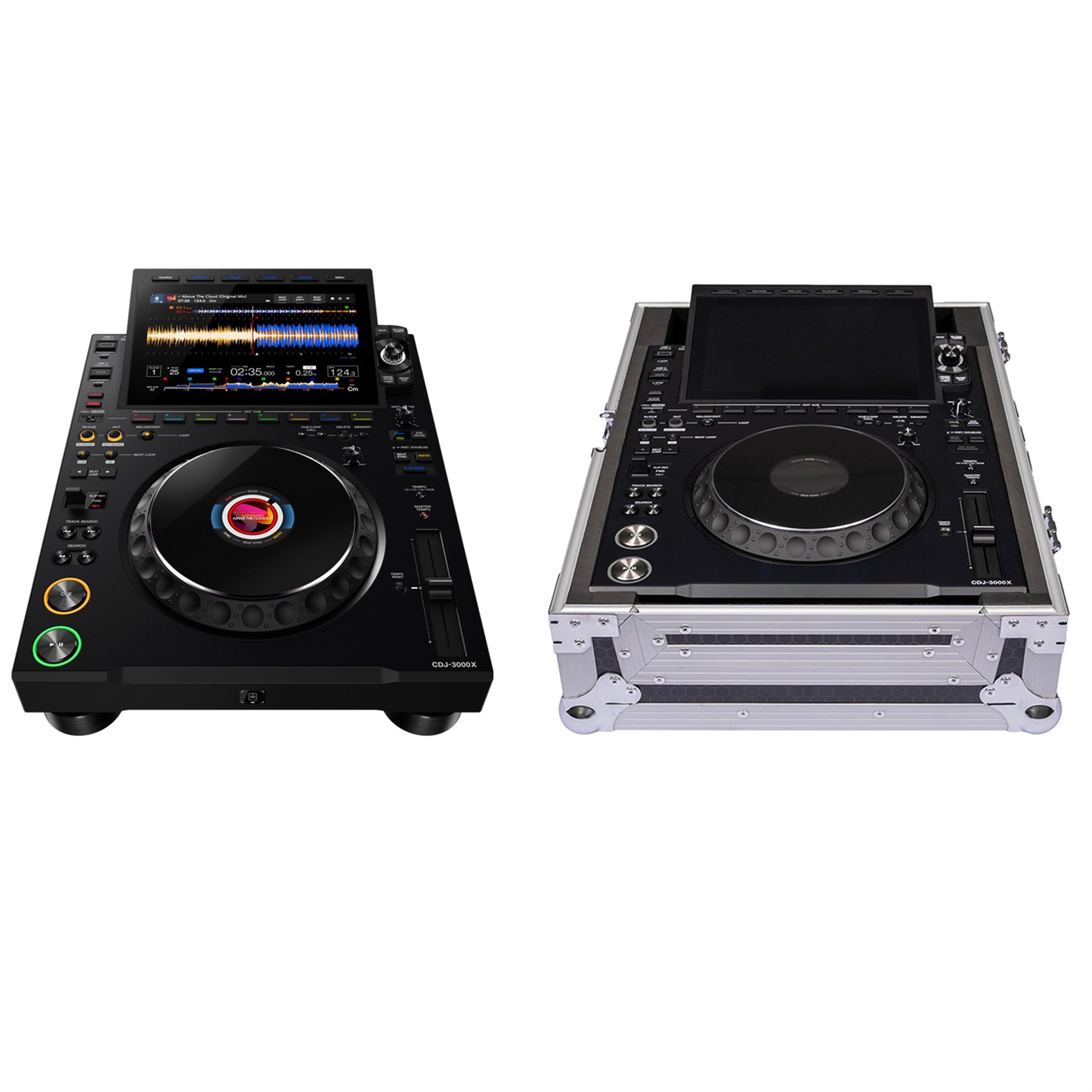 AlphaTheta CDJ-3000X DJ Media Player with Headliner HL10207 Flight Case by AlphaTheta