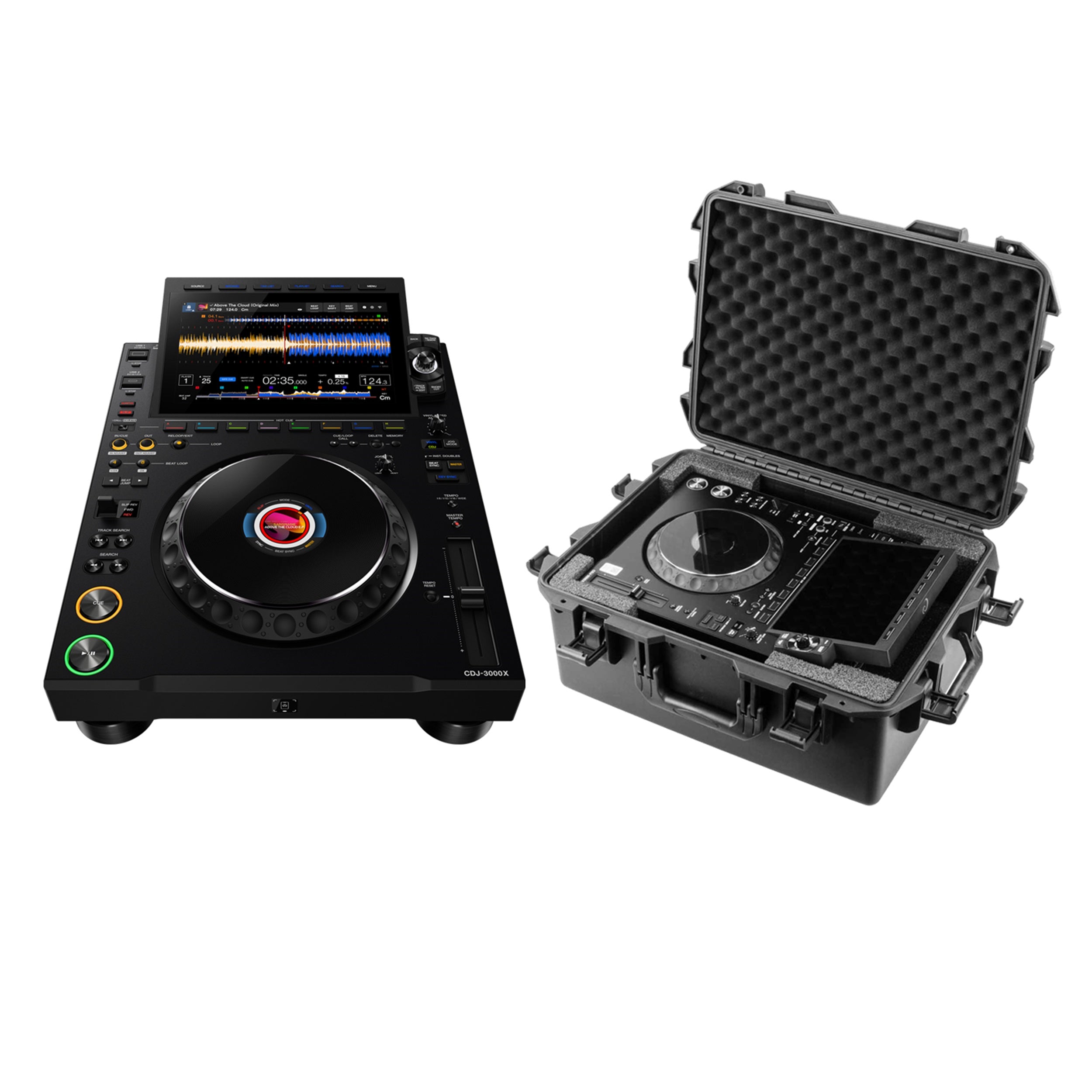 AlphaTheta CDJ-3000X DJ Media Player with Odyssey VU3000XT Case by AlphaTheta