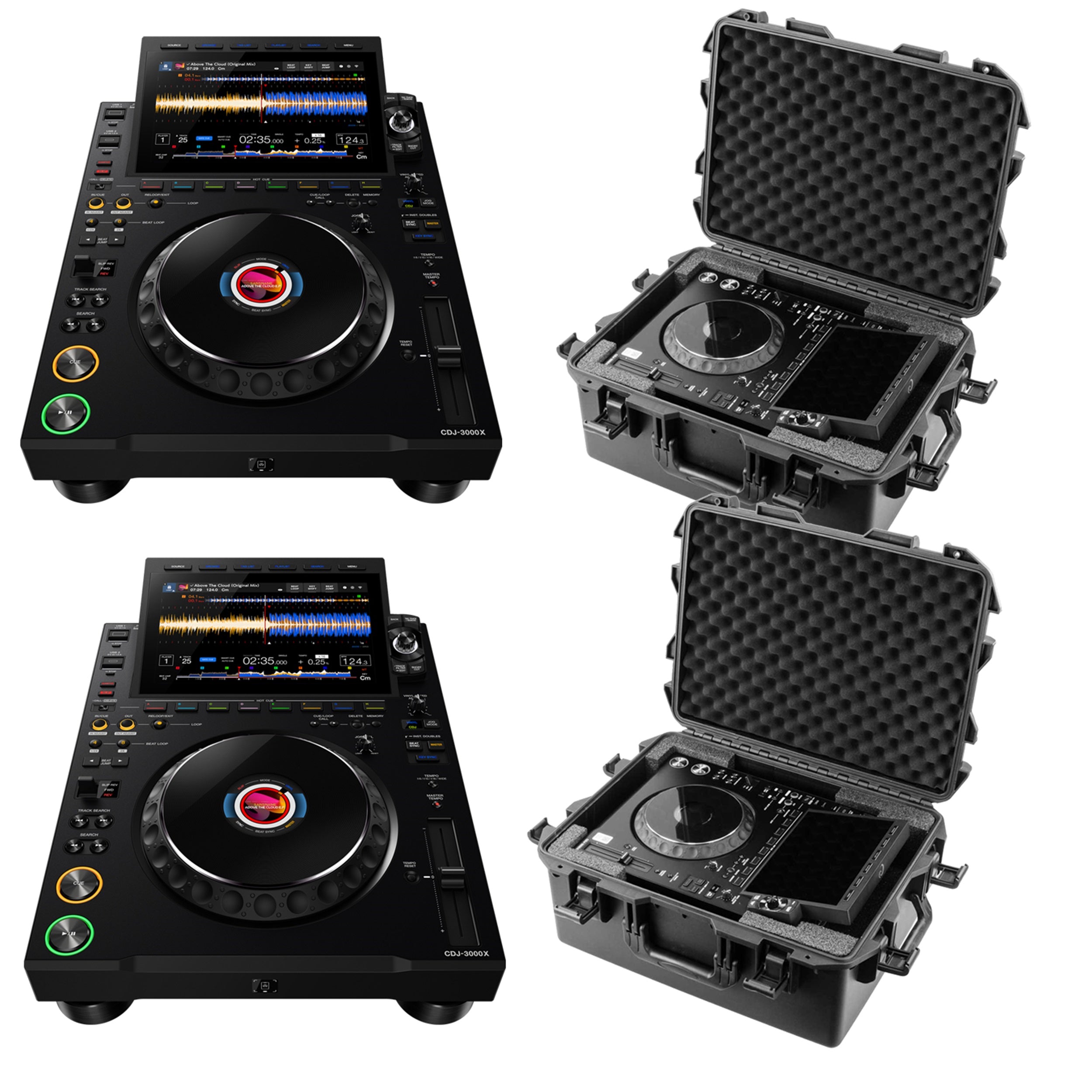 AlphaTheta CDJ-3000X DJ Media Players with Odyssey VU3000XT Cases by AlphaTheta