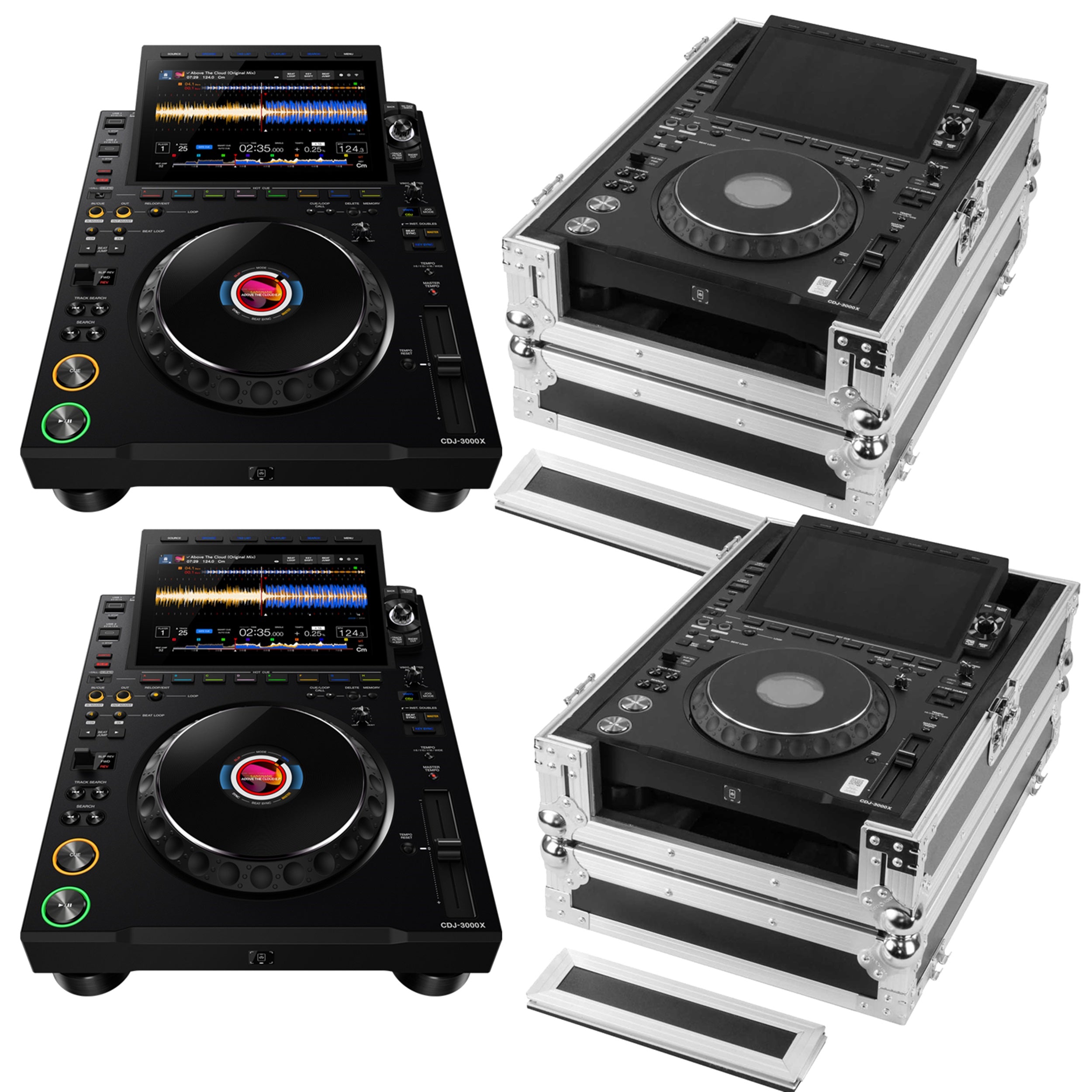 AlphaTheta CDJ-3000X DJ Media Players with Odyssey FZ3000X Black Label Flight Cases by AlphaTheta