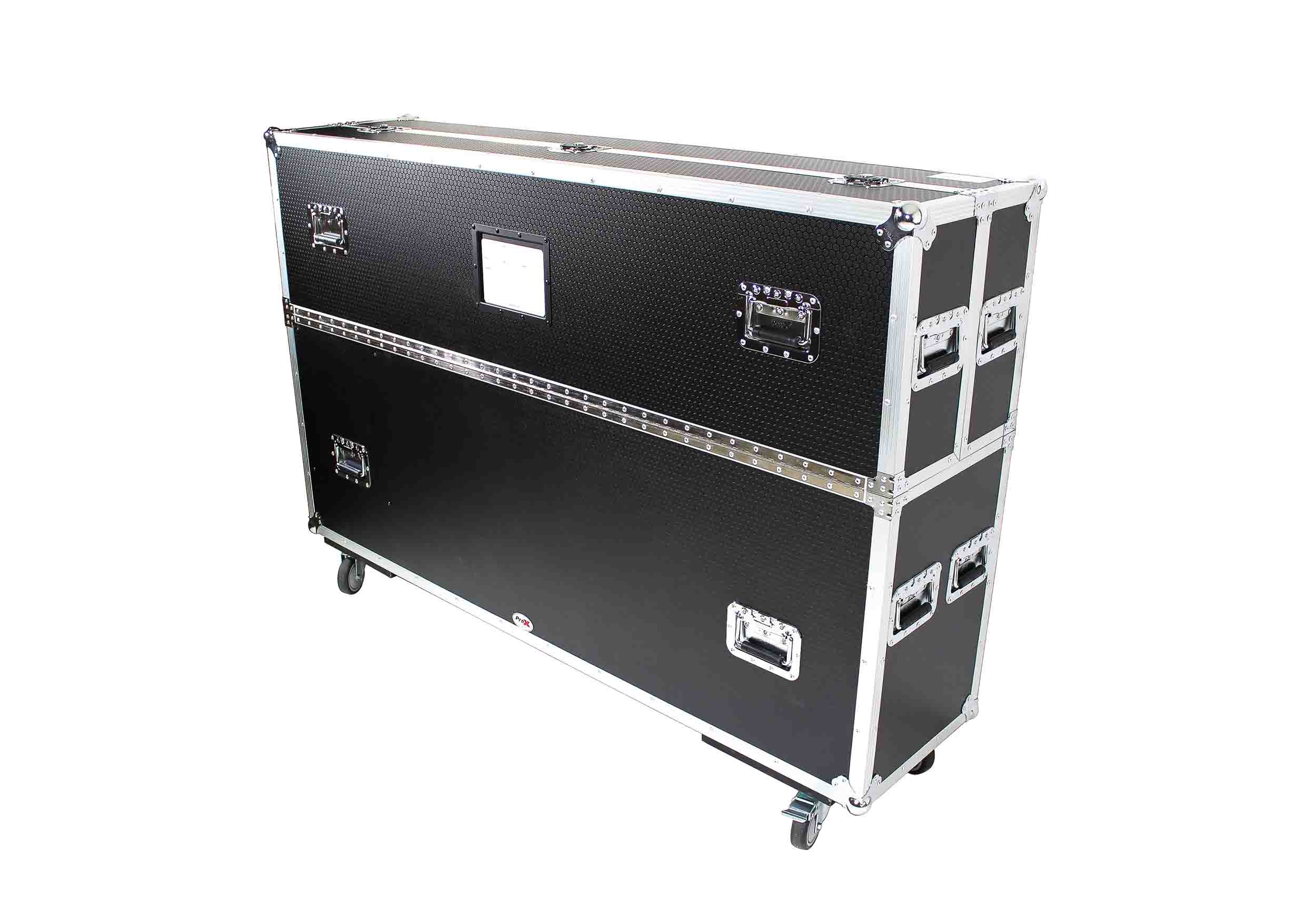 ProX XS-LCD7080WX2 Adjustable Flight Case for Flat Panel Monitor LED-LCD-Plasma TV Dual 70" to 85" W-4" Casters by ProX Cases