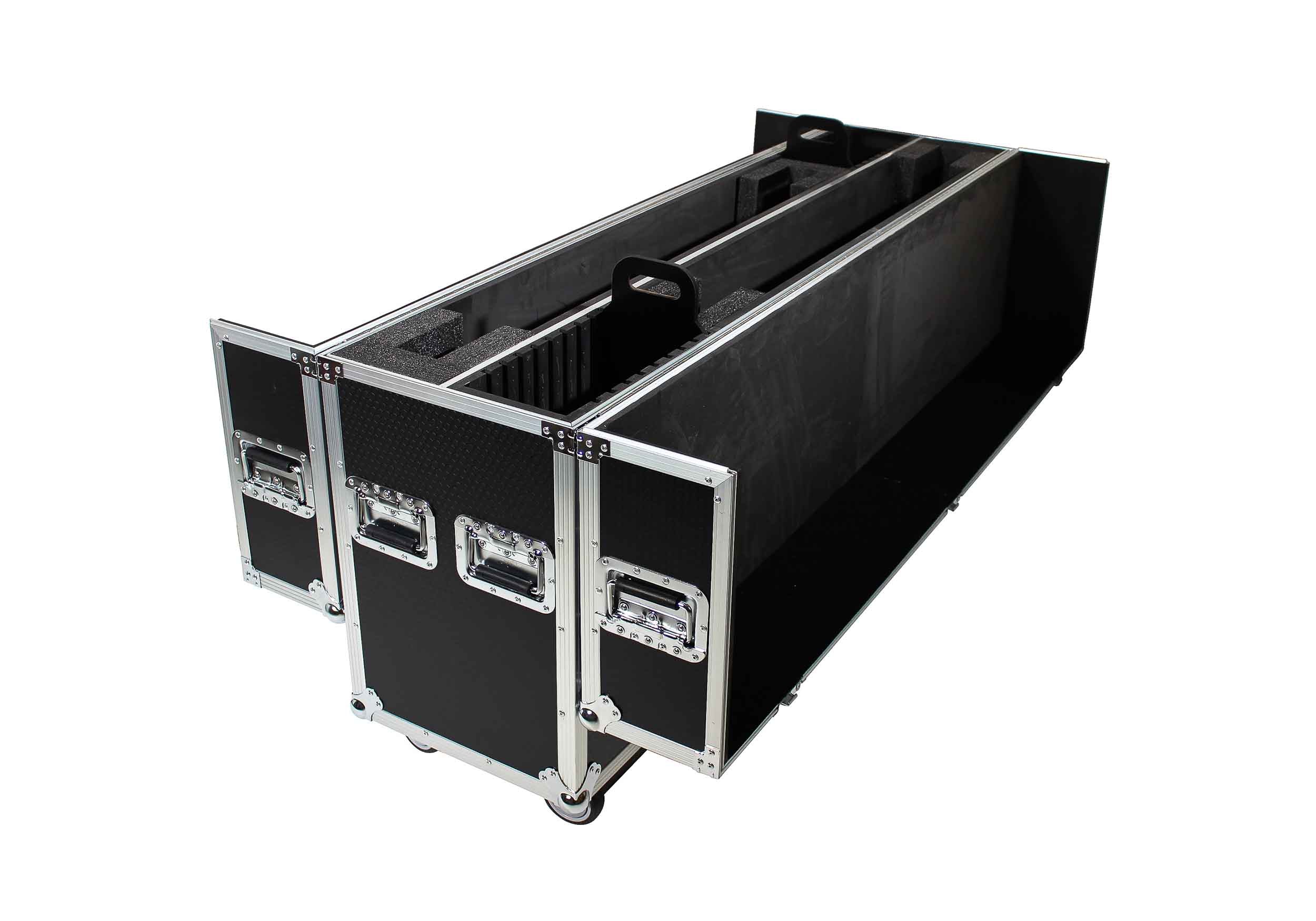 ProX XS-LCD7080WX2 Adjustable Flight Case for Flat Panel Monitor LED-LCD-Plasma TV Dual 70" to 85" W-4" Casters by ProX Cases
