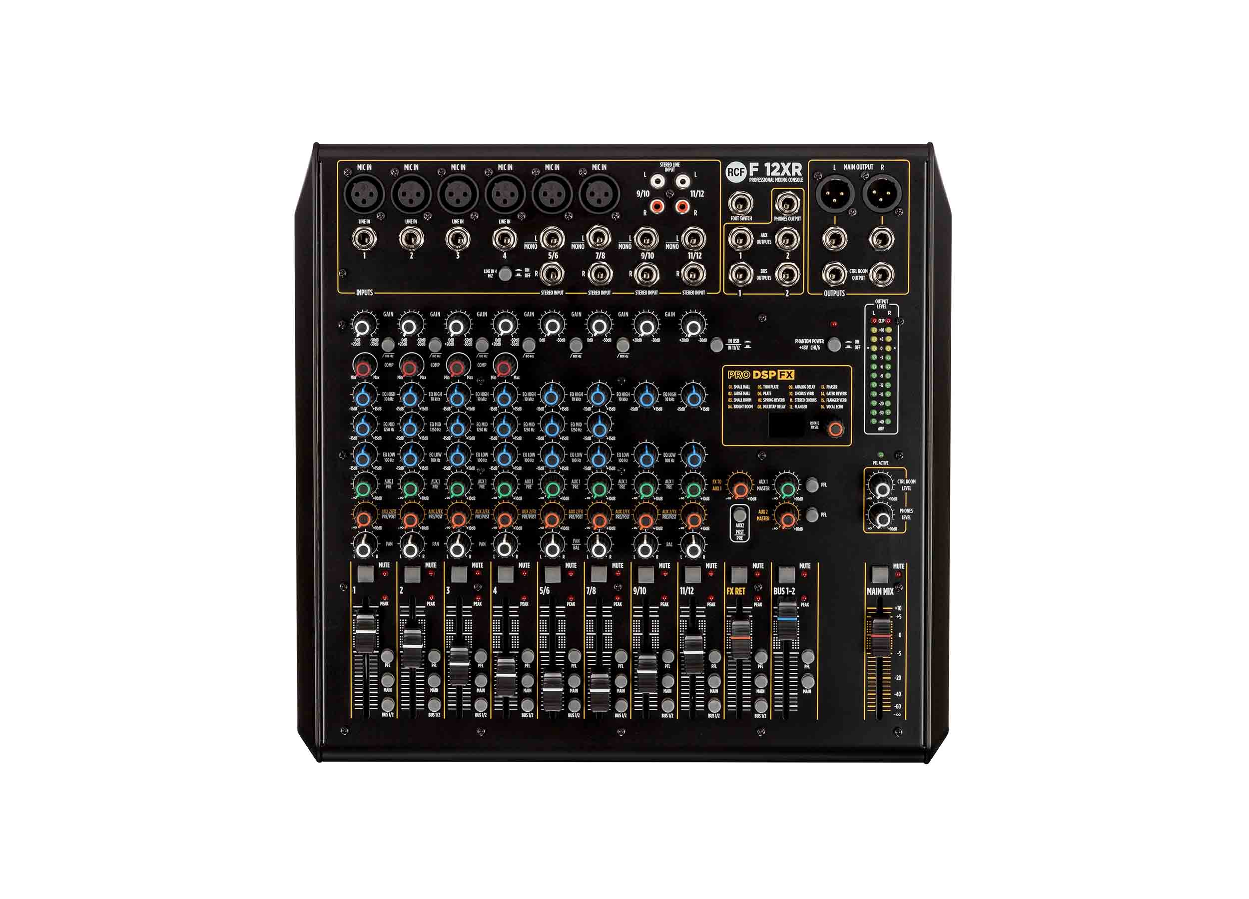 RCF F-12XR 12-Channel Mixing Console with Multi-FX and USB Recording by RCF