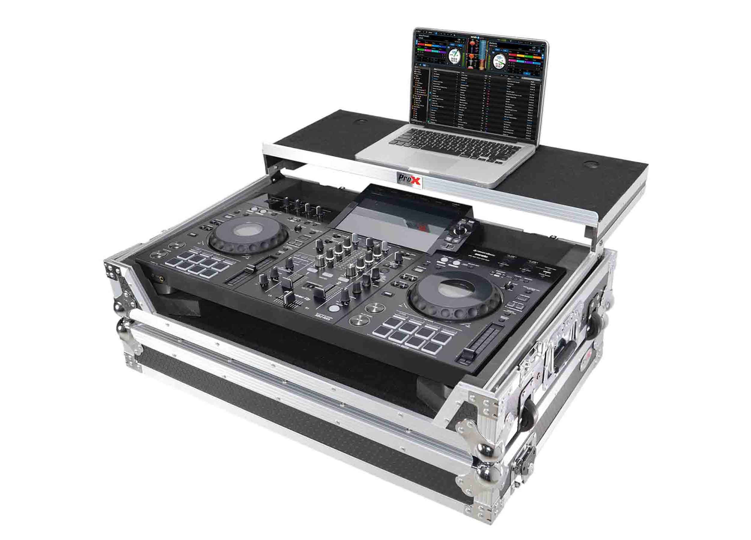 ProX XS-XDJRX3 WLT Flight Case for Pioneer XDJ-RX3, DDJ-REV5 DJ Controller with Laptop Shelf 1U Rack Space and Wheels by ProX Cases