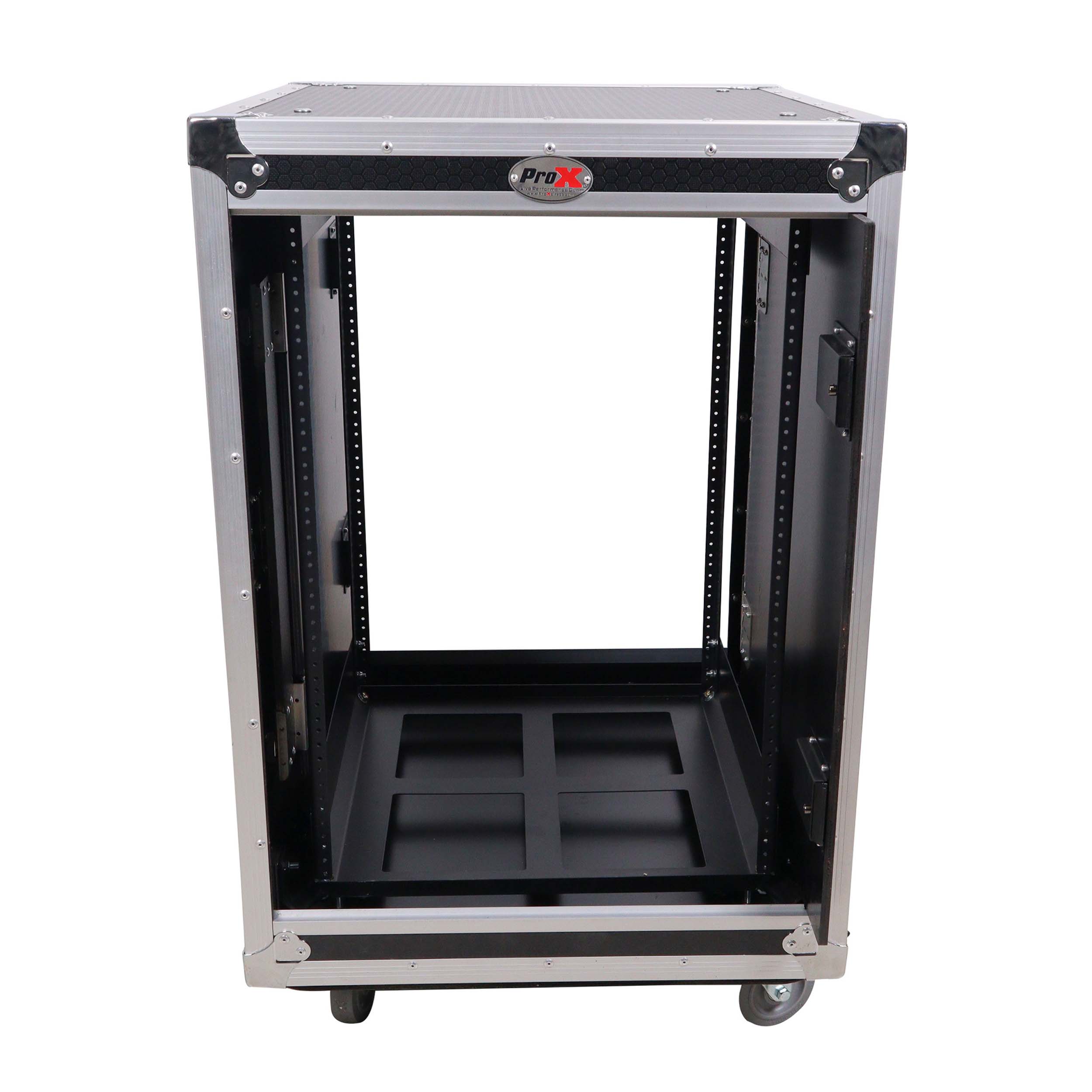 ProX T-16USLAM24, 16U 24" Deep Vertical Rack Shock Mount Case with 2 Sliding Slam Doors and 4" Caster Wheels by ProX Cases