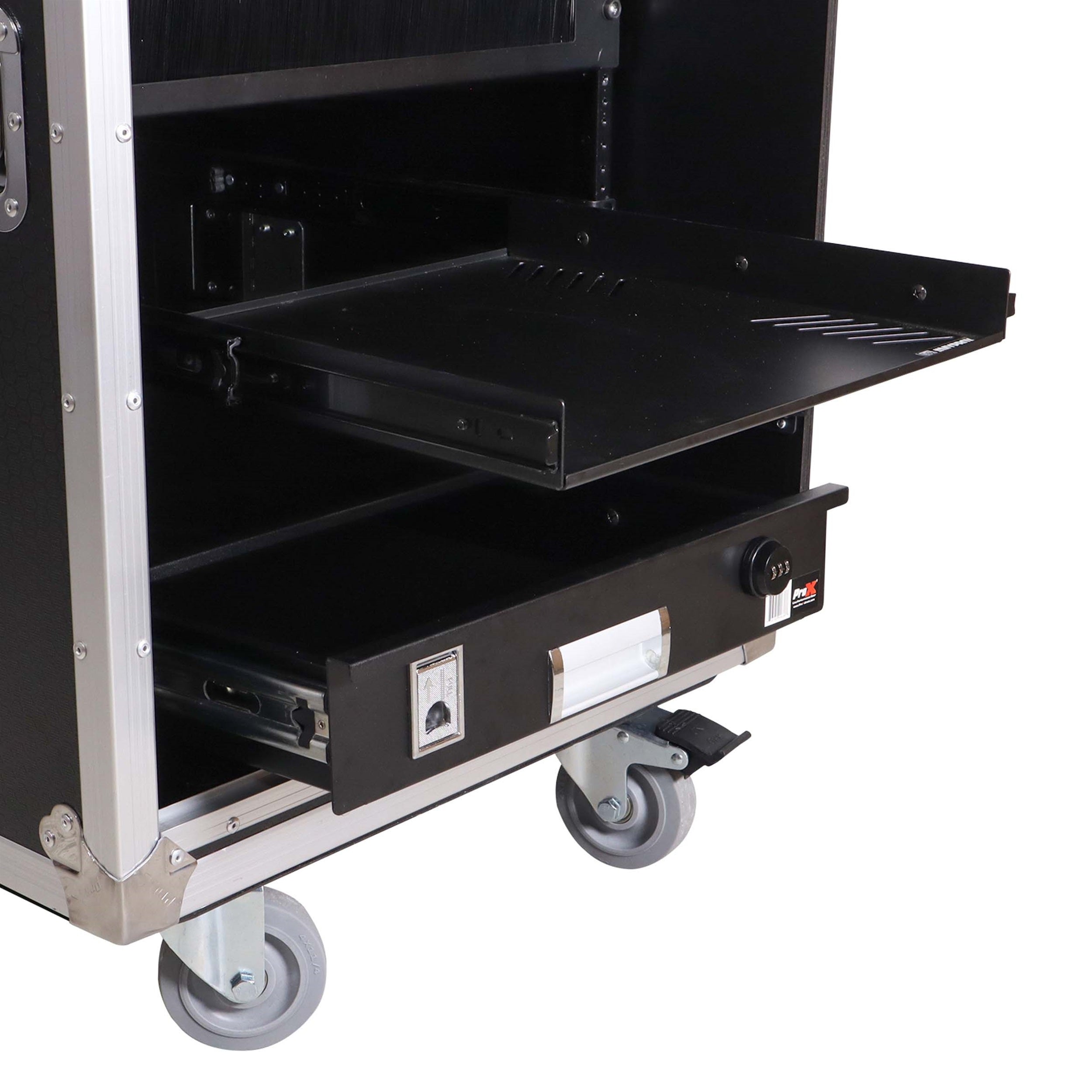 ProX T-16USLAM24, 16U 24" Deep Vertical Rack Shock Mount Case with 2 Sliding Slam Doors and 4" Caster Wheels by ProX Cases