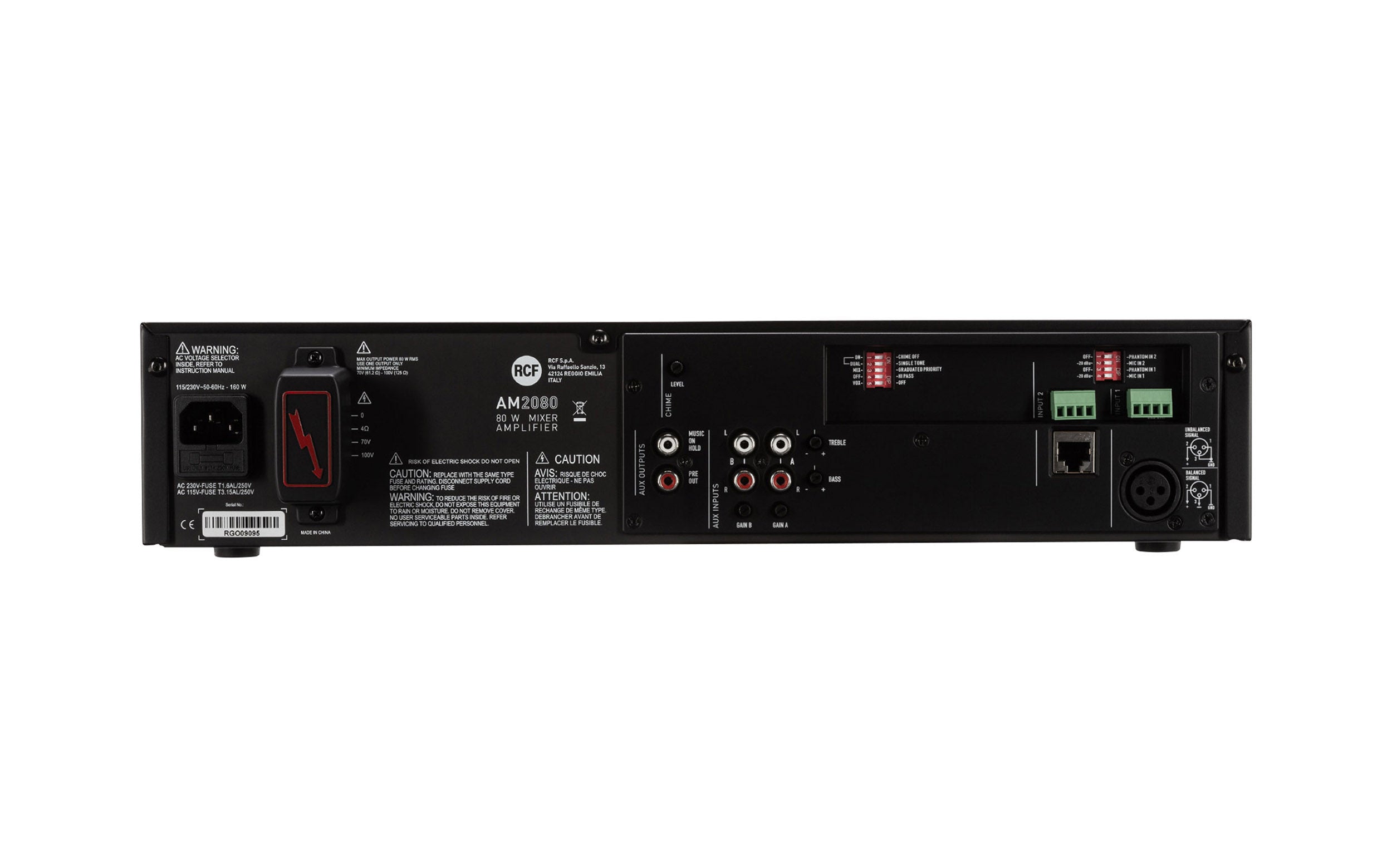 RCF AM2080 2-Input Digital Mixer Amplifier, 4 Ω / 70 V / 100 V - 80 W by RCF