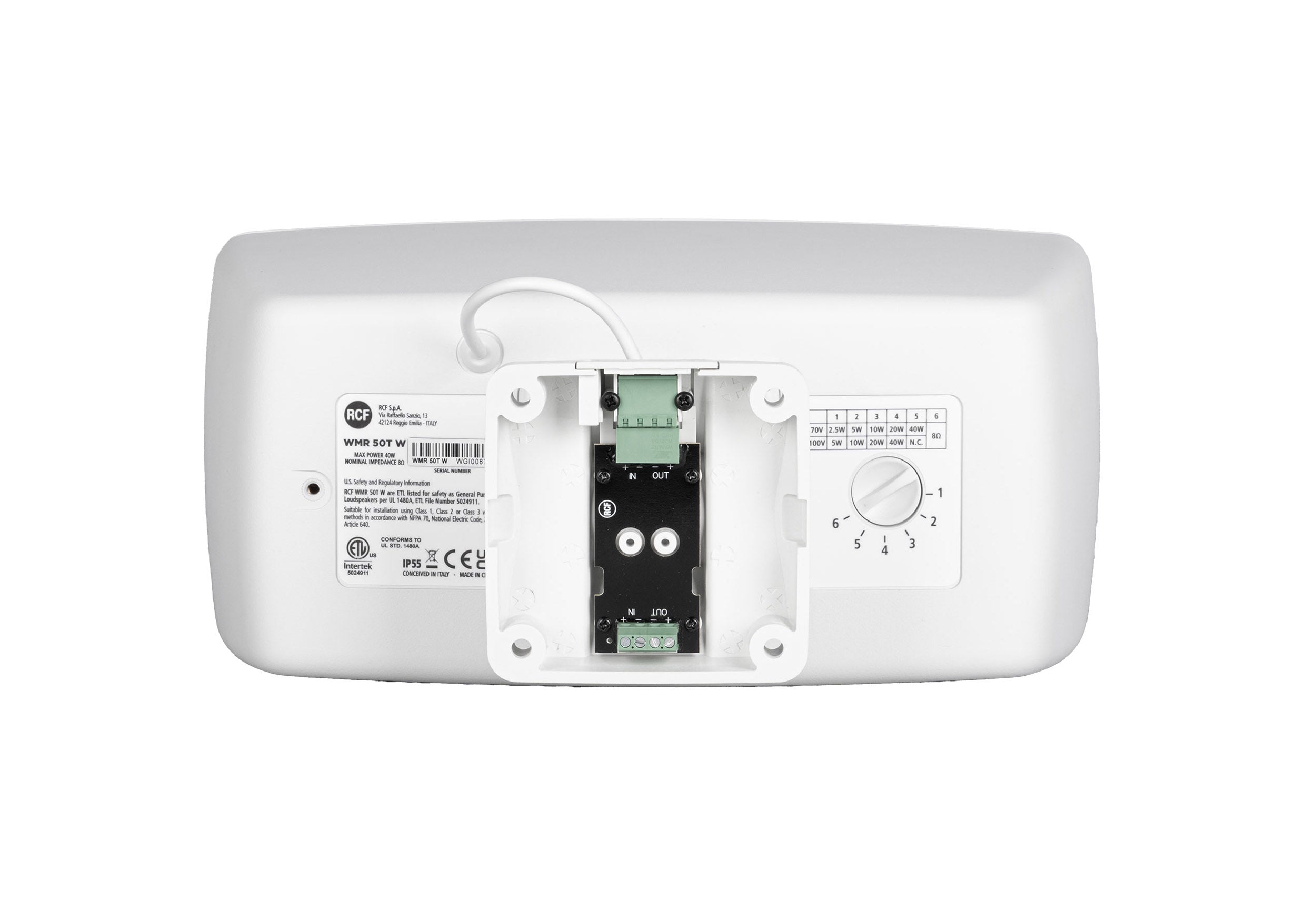 RCF WMR-50T - W 5-Inch 2-Way Wall Mount Monitor Passive Speaker with Transformer White 8 Ω, 70/100V - 160W by RCF