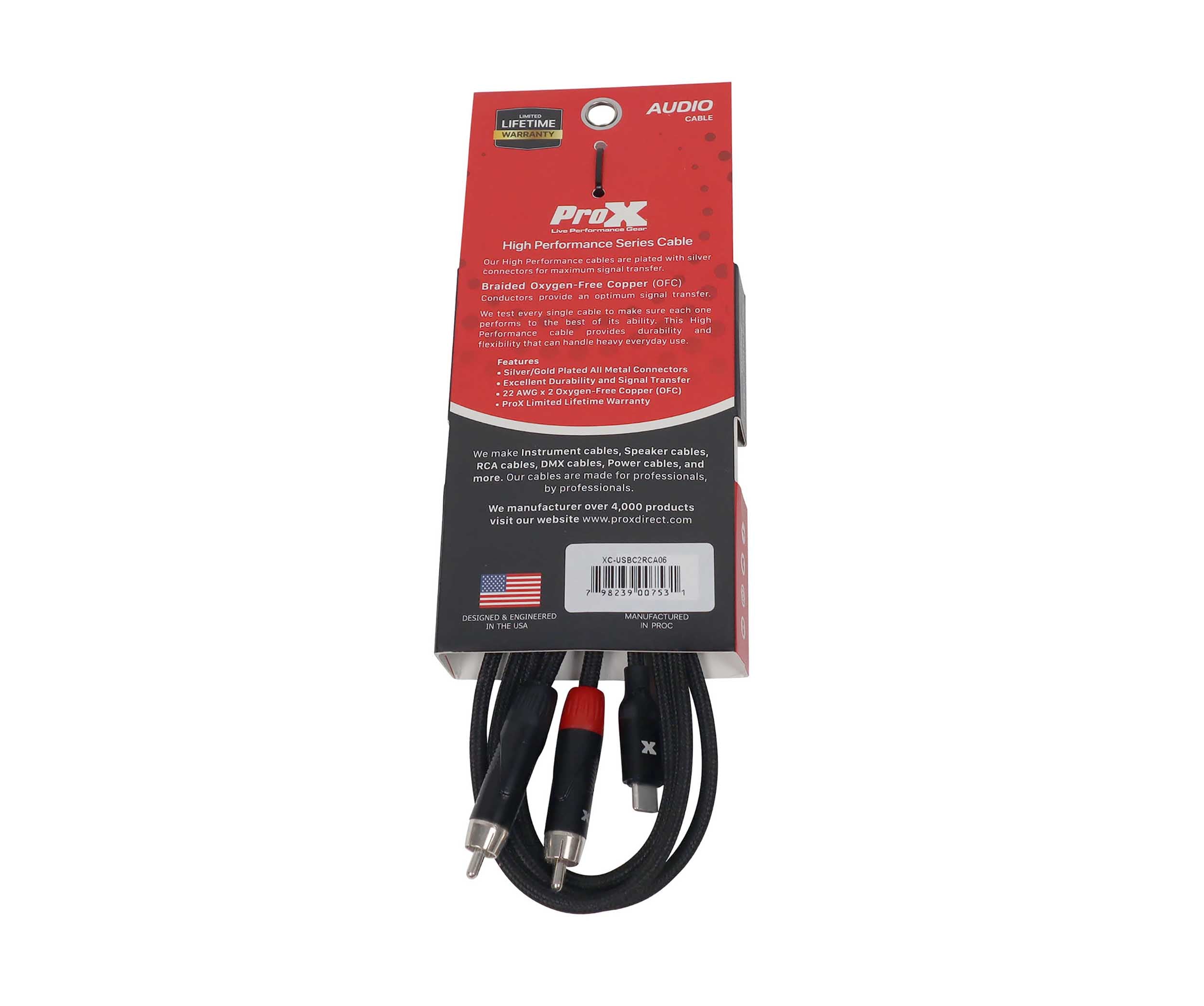 ProX XC-USBC2RCA06 USB-C to Dual RCA Audio Cable - 6 Feet by ProX Cases