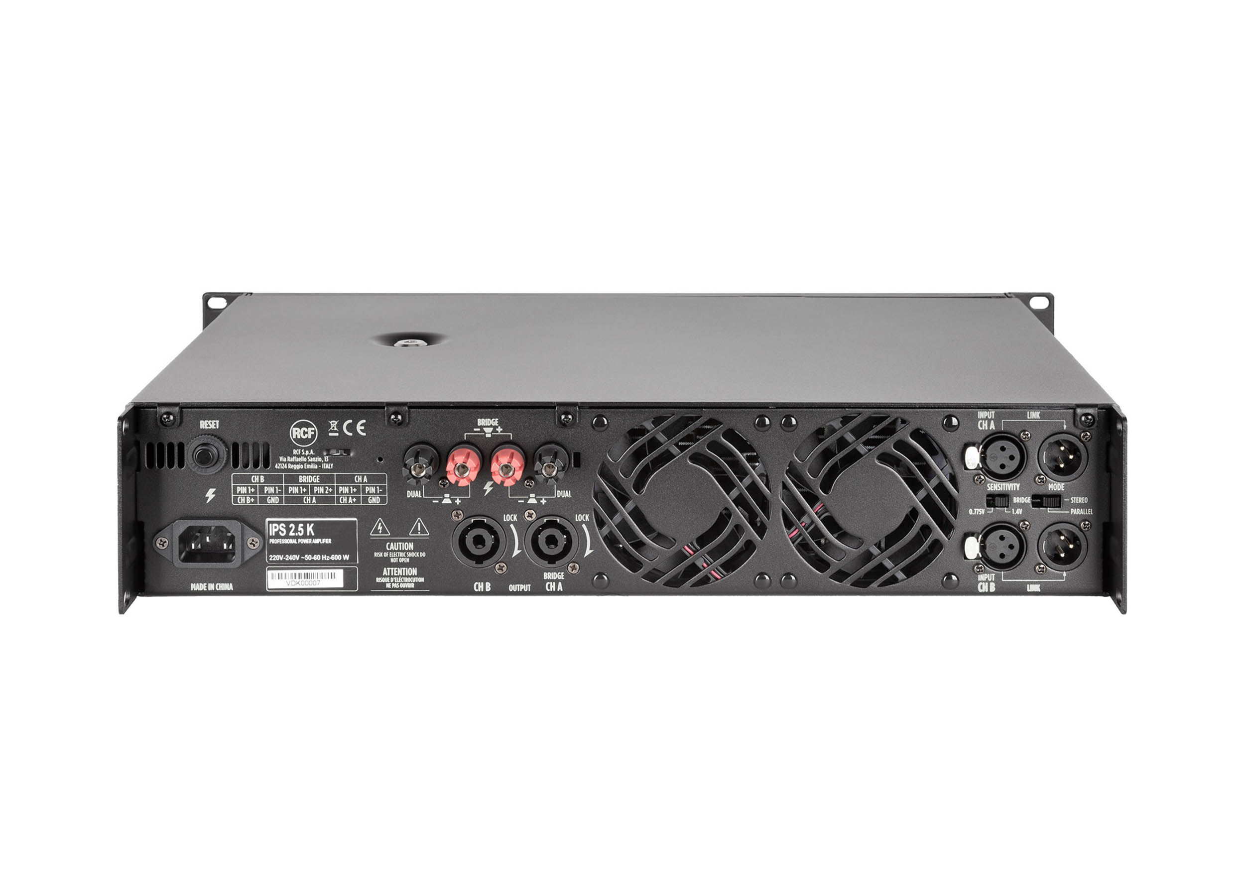 RCF IPS 2.5K 2-Channels Professional Power Amplifier - 2 x 1250 Watt by RCF