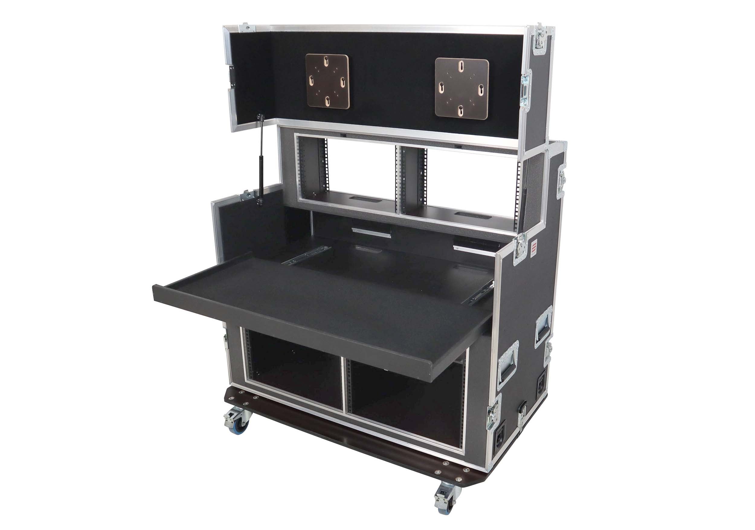 Santosom XSM-AVPRO 2X9U 2X6U Video Controller Flight Case for 2x 24" Monitors and 9U/6U Rack by Santosom