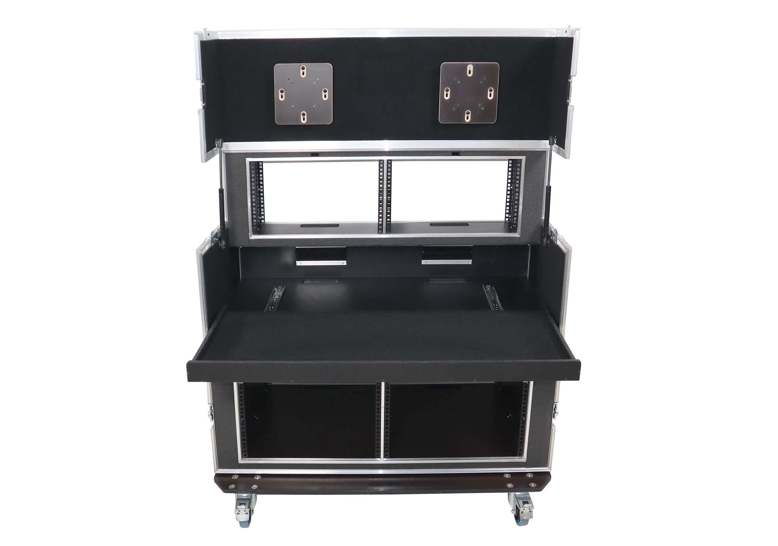 Santosom XSM-AVPRO 2X9U 2X6U Video Controller Flight Case for 2x 24" Monitors and 9U/6U Rack by Santosom