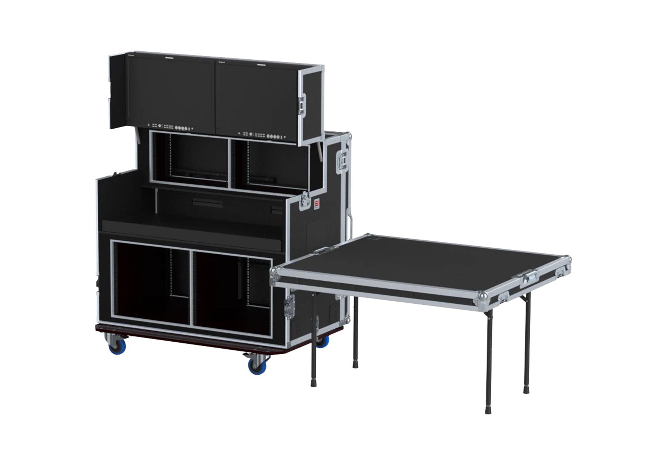 Santosom XSM-AVPRO 2X9U 2X6U Video Controller Flight Case for 2x 24" Monitors and 9U/6U Rack by Santosom