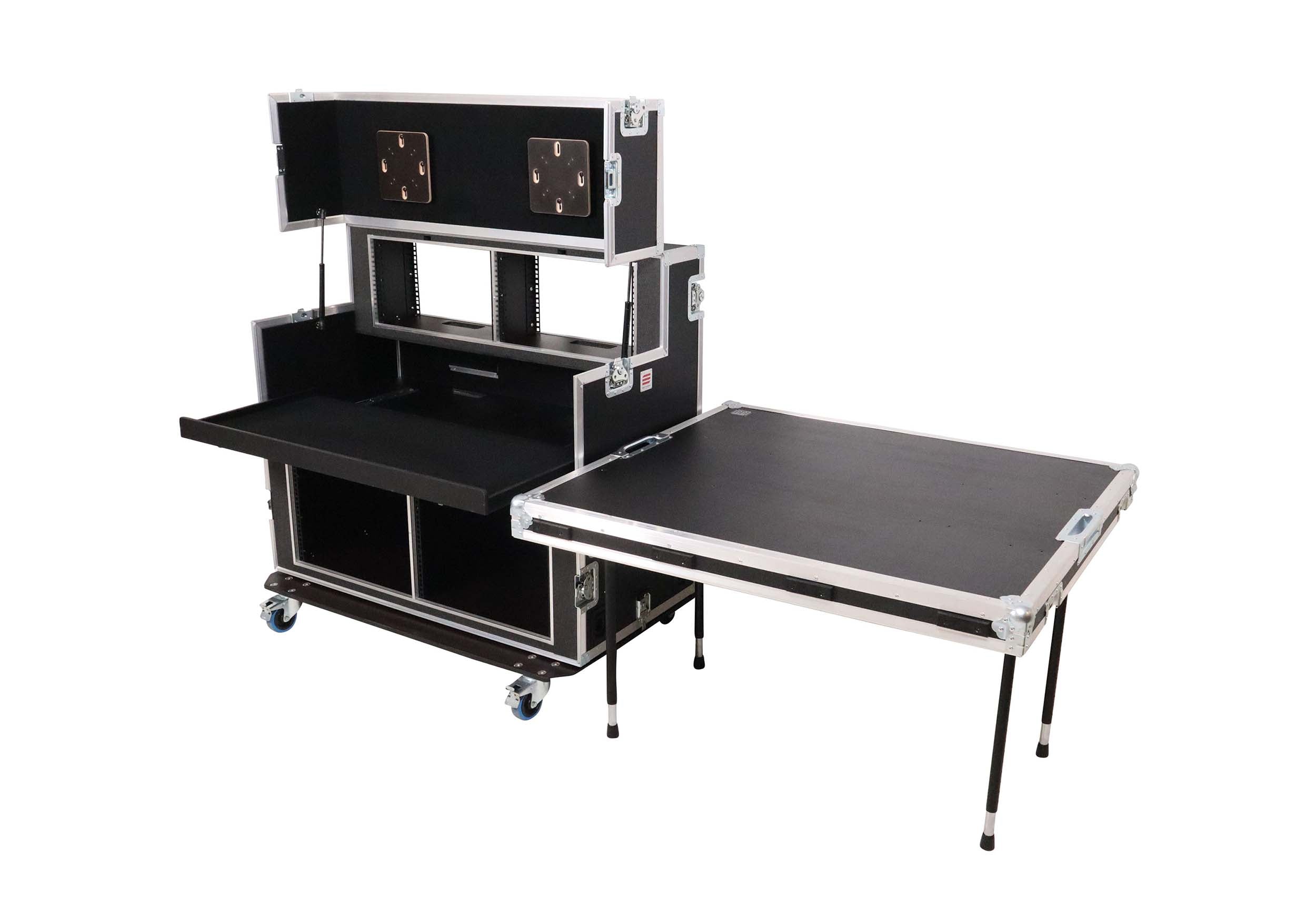 Santosom XSM-AVPRO 2X9U 2X6U Video Controller Flight Case for 2x 24" Monitors and 9U/6U Rack by Santosom