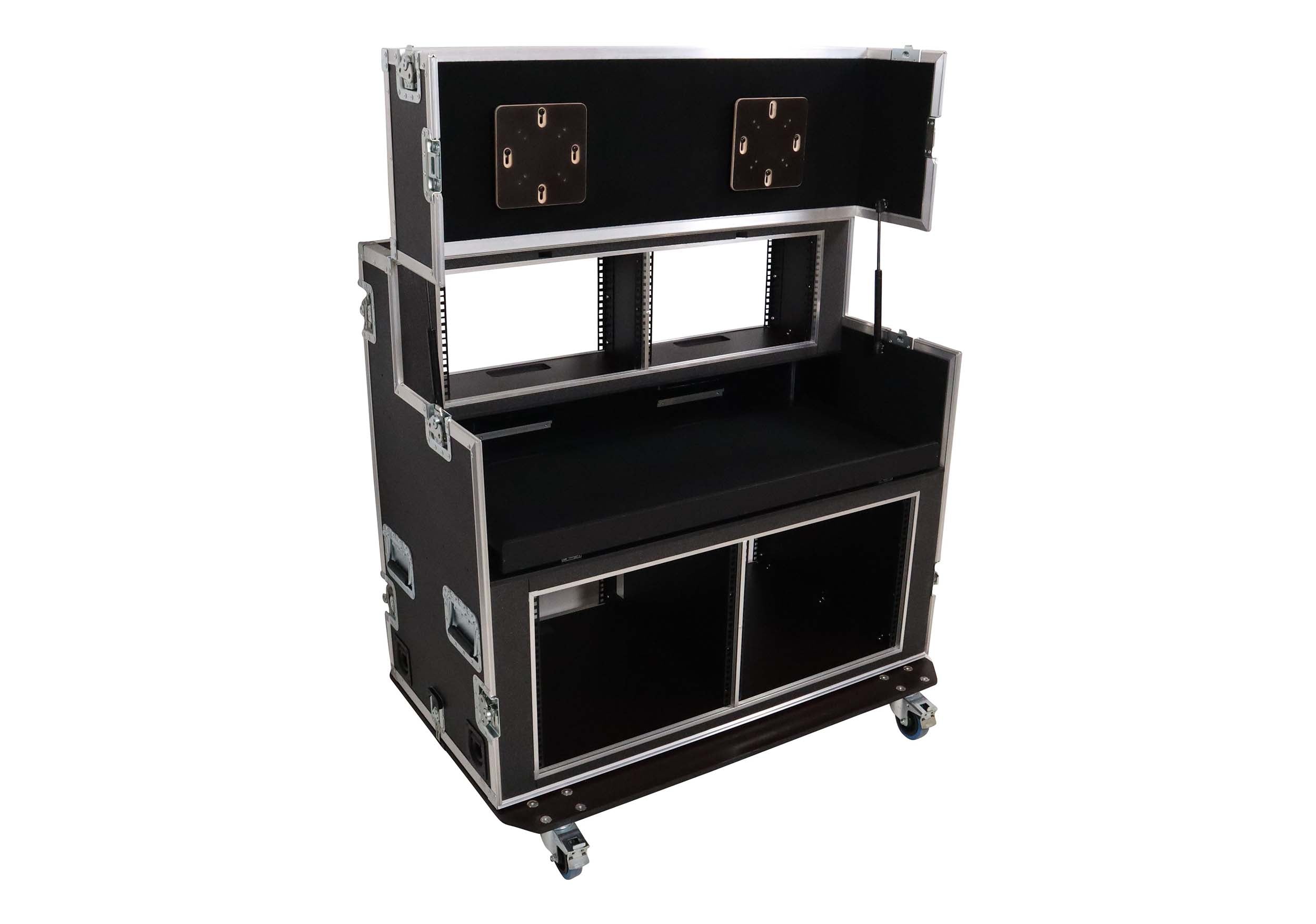 Santosom XSM-AVPRO 2X9U 2X6U Video Controller Flight Case for 2x 24" Monitors and 9U/6U Rack by Santosom