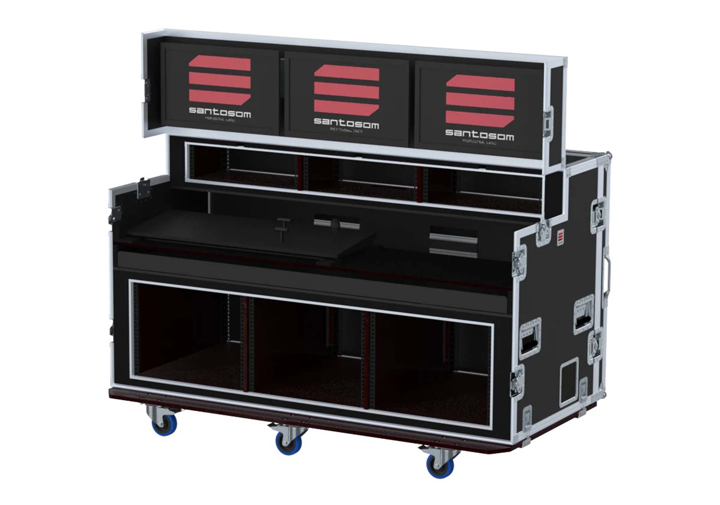 Santosom XSM-AVTRITC1 3X8U 3X3U Flight Case for Tricaster TC1, 3 Screens 3U and 8U Rack Integration by Santosom