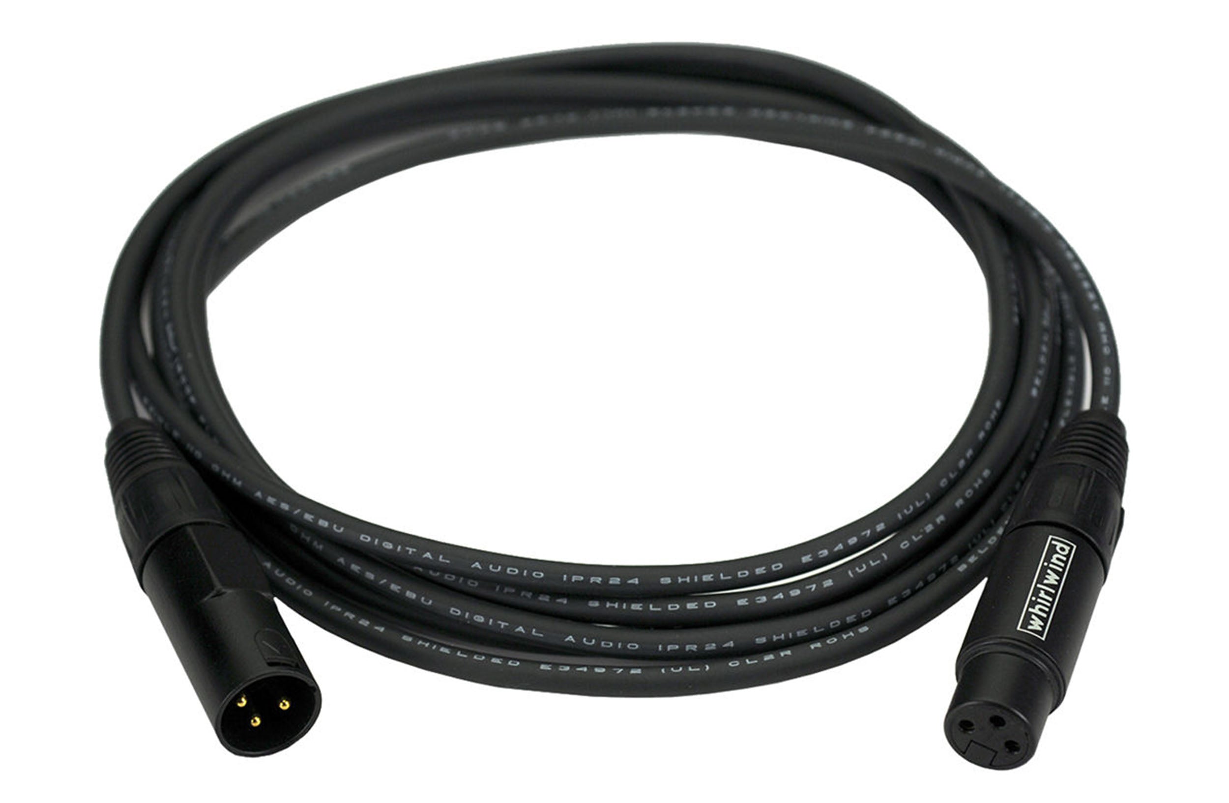 Whirlwind DKF25BK XLR Female to XLR Male AES/EBU Cable with Gold Contacts Black - 25 Feet by Whirlwind