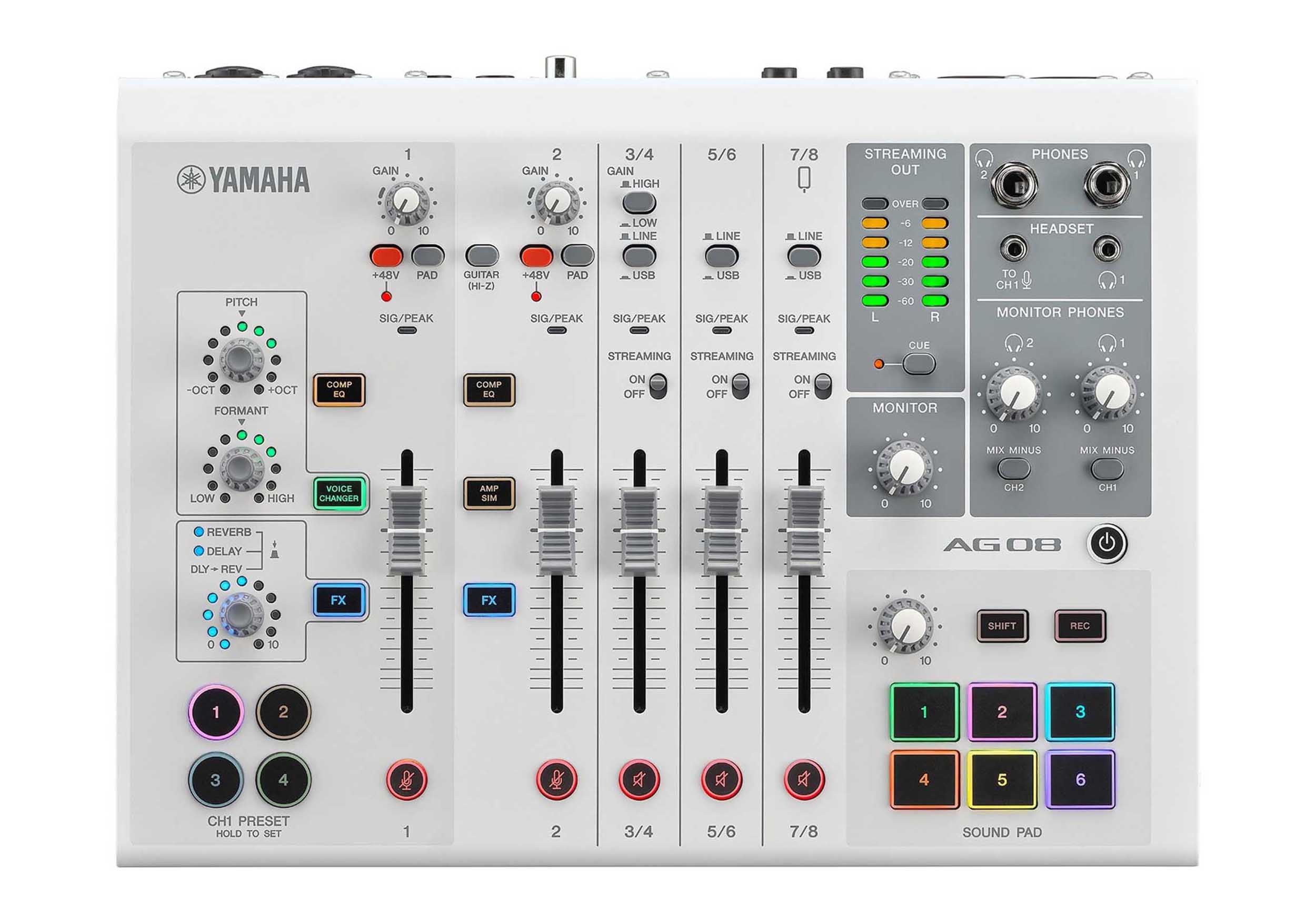 Yamaha AG08 W 8-Channel Streaming Mixer for Mac/PC - White by Yamaha