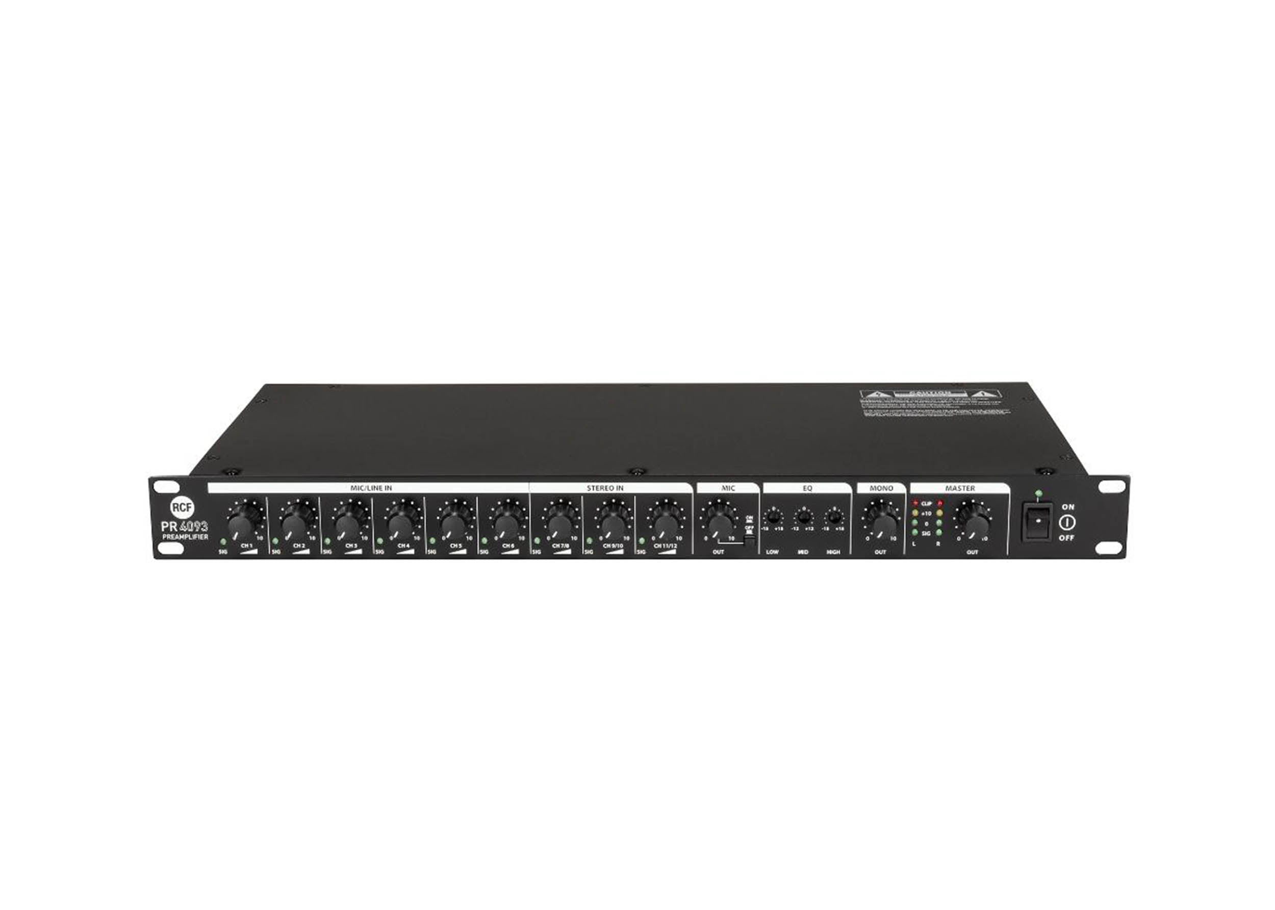 RCF PR 4093 Professional Preamplifier With 9-Inputs and 3-Outputs - Black by RCF