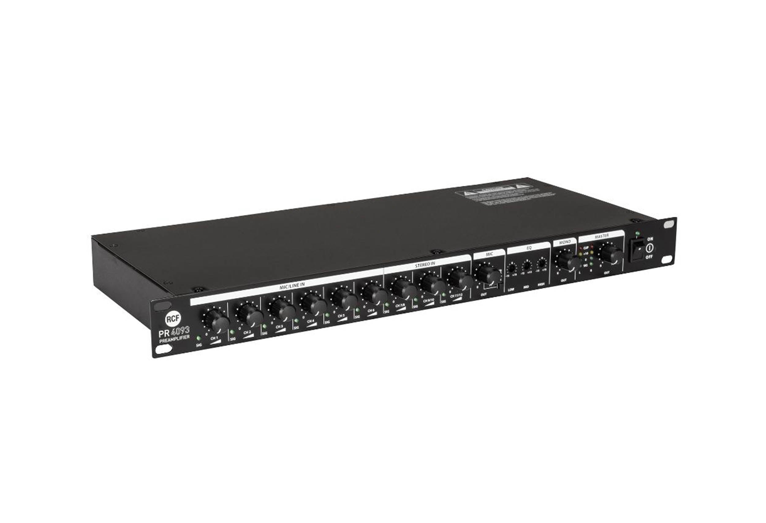 RCF PR 4093 Professional Preamplifier With 9-Inputs and 3-Outputs - Black by RCF