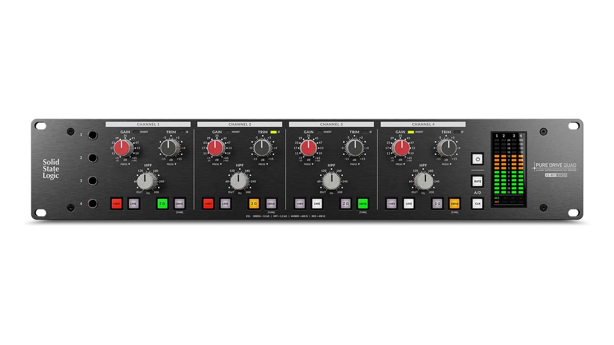 Solid State Logic PURE DRIVE QUAD 4-Channel Microphone Preamplifier with Triple Drive Modes by SSL