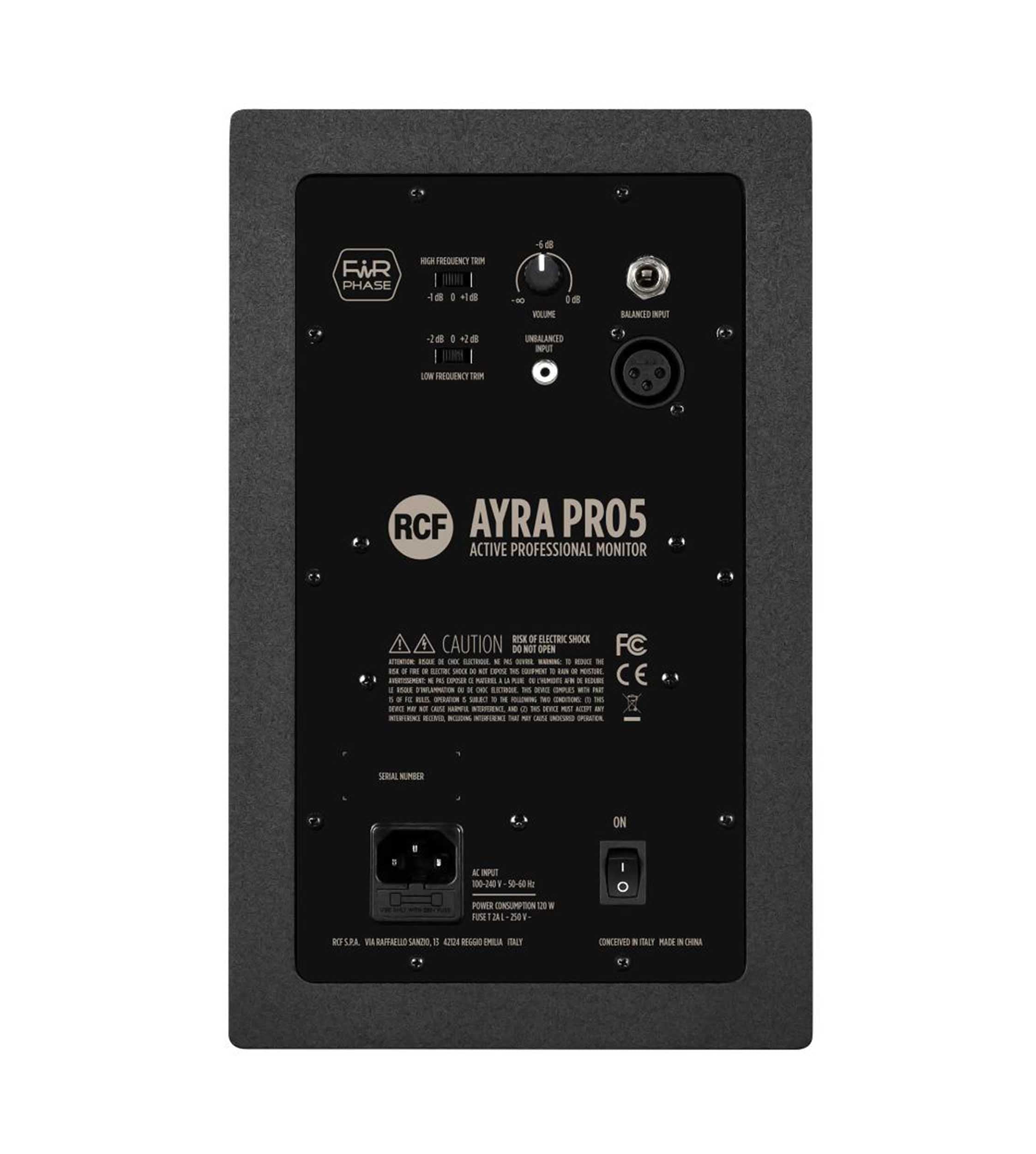 RCF AYRA PRO5 Professional Active Two-Way Studio Monitor with 5-Inch Woofer - Black by RCF