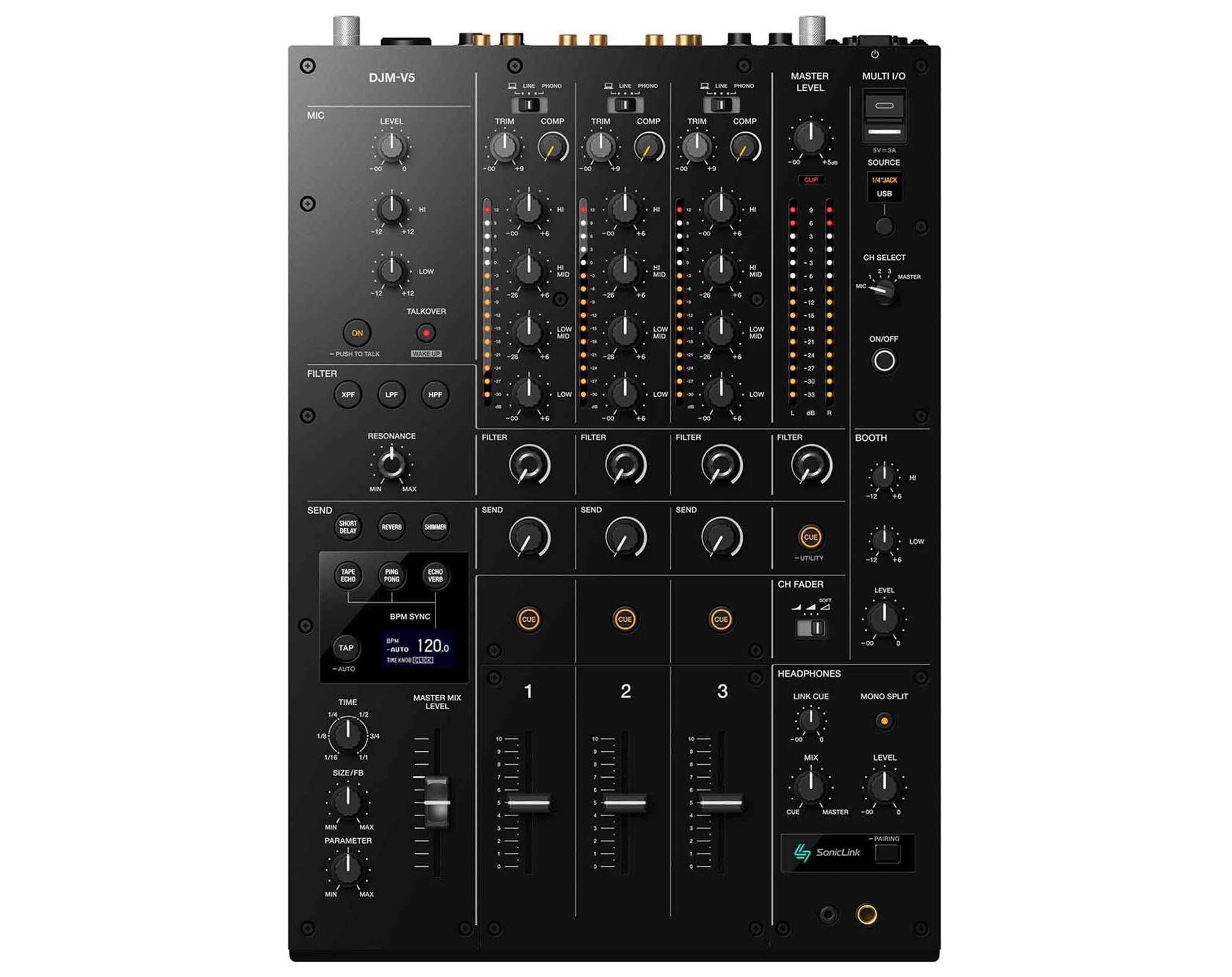 AlphaTheta DJM-V5 3-Channel DJ Mixer - Black by AlphaTheta