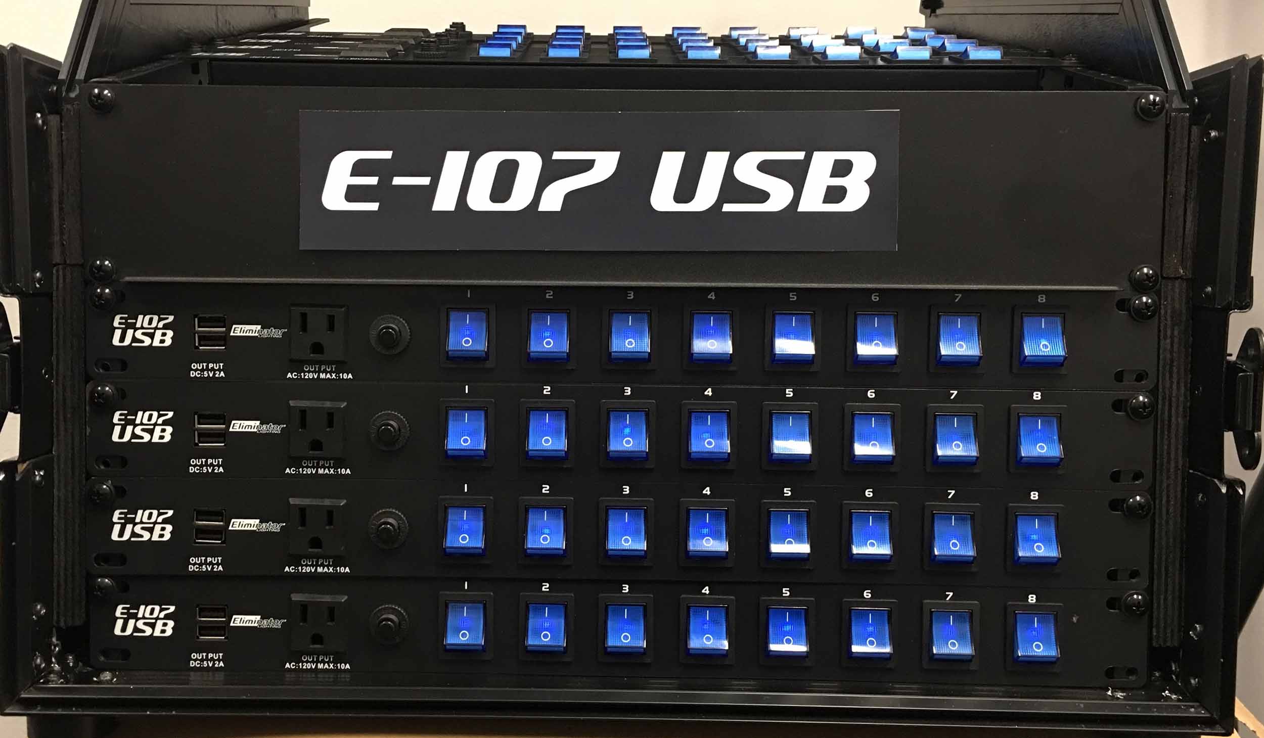 C-Stock Scratch & Dent: Eliminator Lighting E-107USB, 8 Channels Rack Mount Power Center by Eliminator Lighting