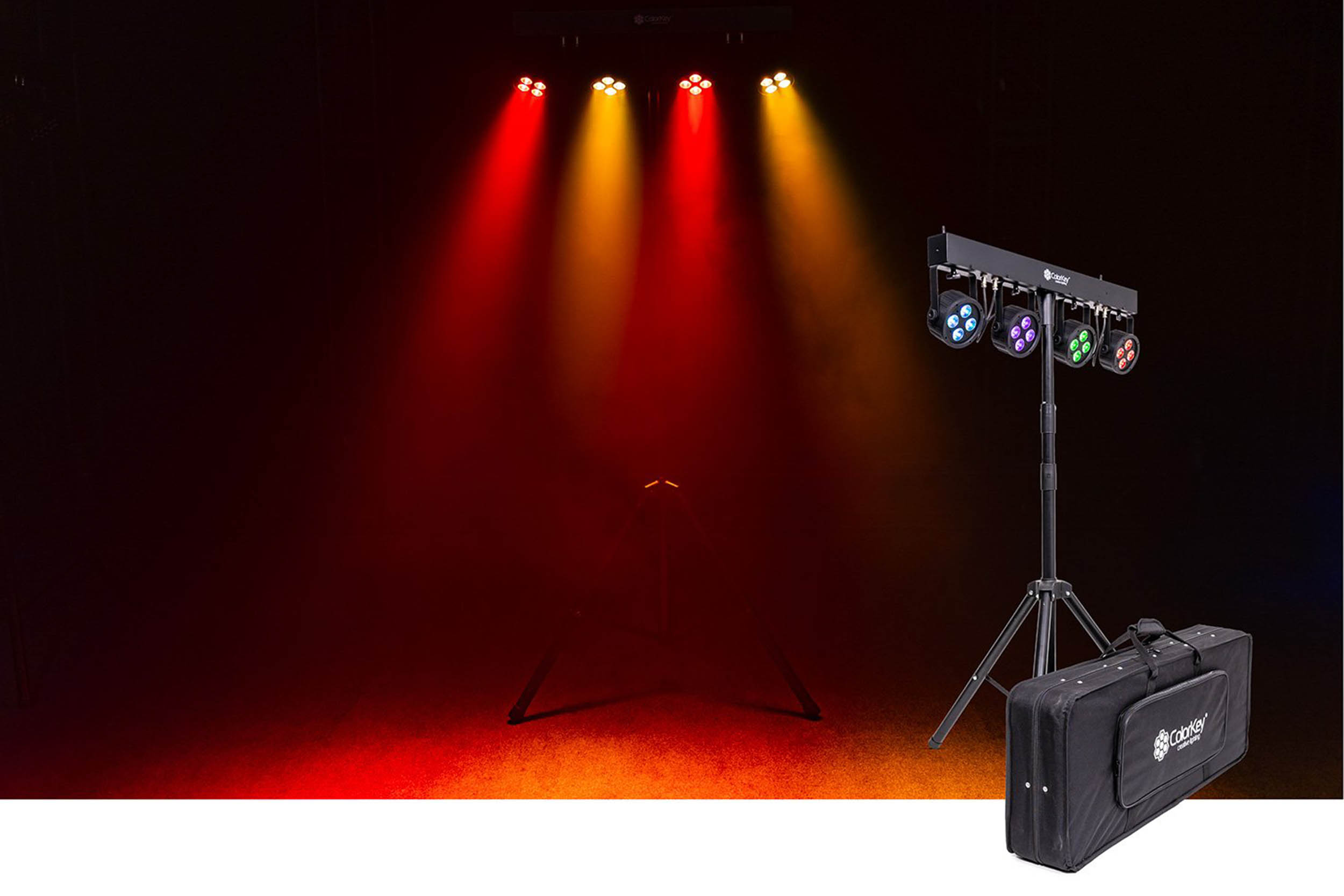 Colorkey CKU-3062 PartyBar Mobile 100 EL - Battery-Powered LED Light Bar with 4×10W RGBW Par Lights by ColorKey