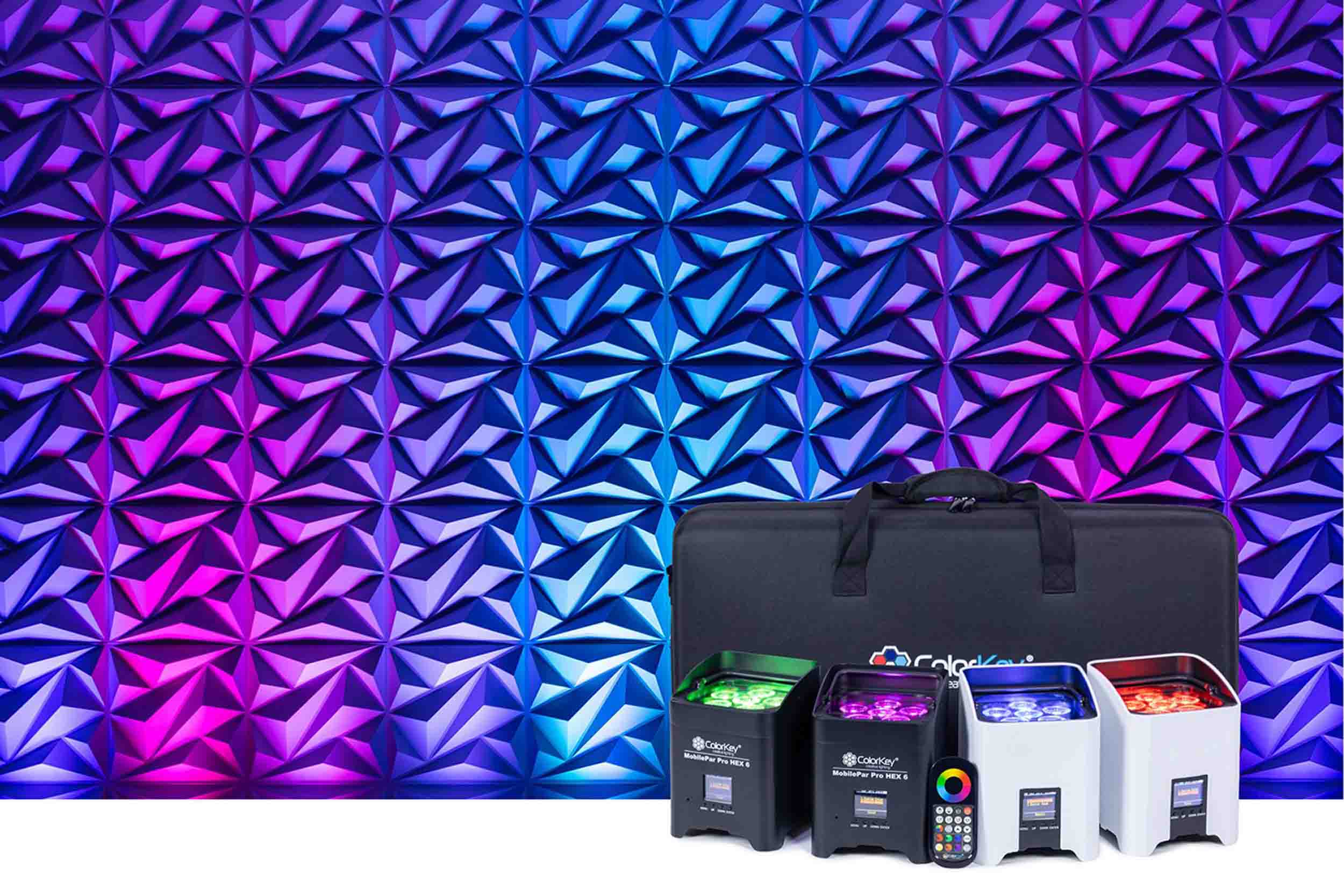 ColorKey CKU-6234 MobilePar Pro HEX 6, Battery Powered RGBAW-UV LED 4-Pack Bundle with Carrying Case by ColorKey