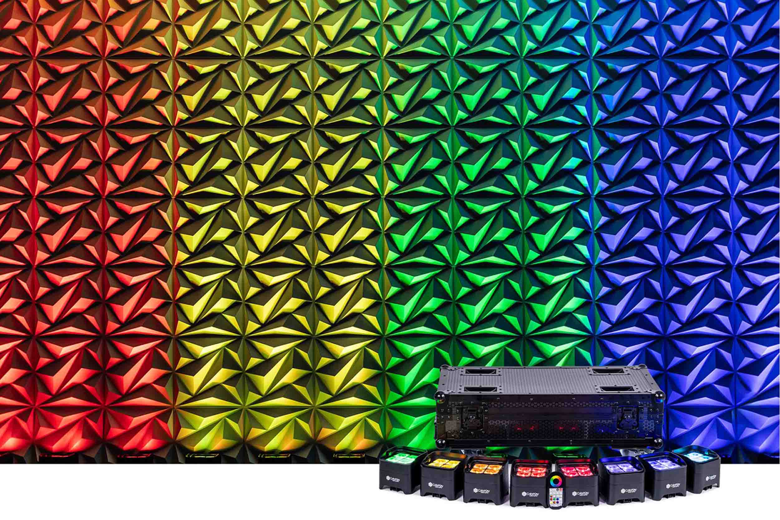 ColorKey CKU-6228-KIT MobilePar Mini HEX 4 MKII, 8-Pack Battery Powered RGBAW-UV LED Bundle with Charging Road Case by ColorKey