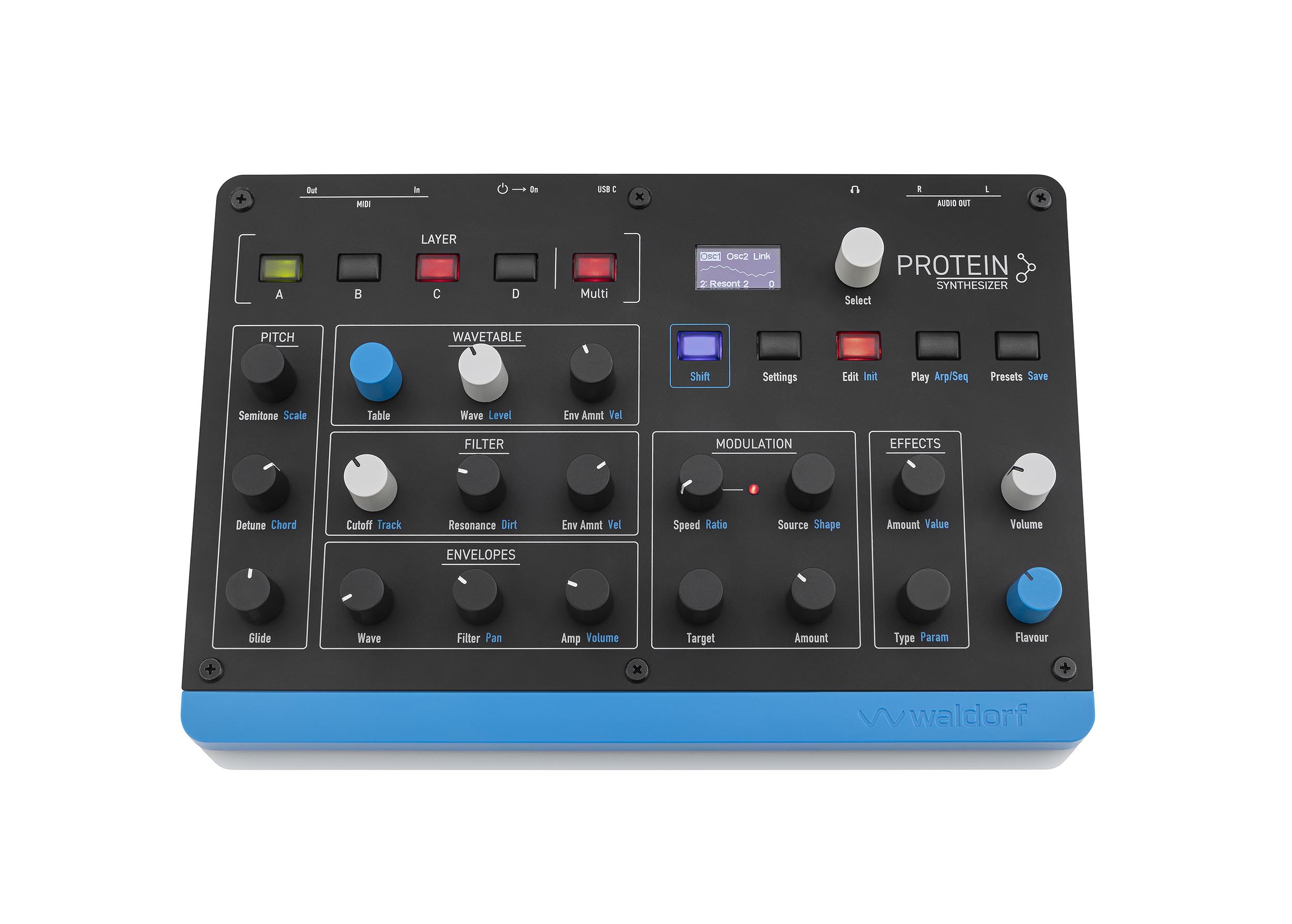 Waldorf Protein Compact 8 Voice Polyphonic Authentic Wavetable Synthesizer with MIDI & USB by Waldorf