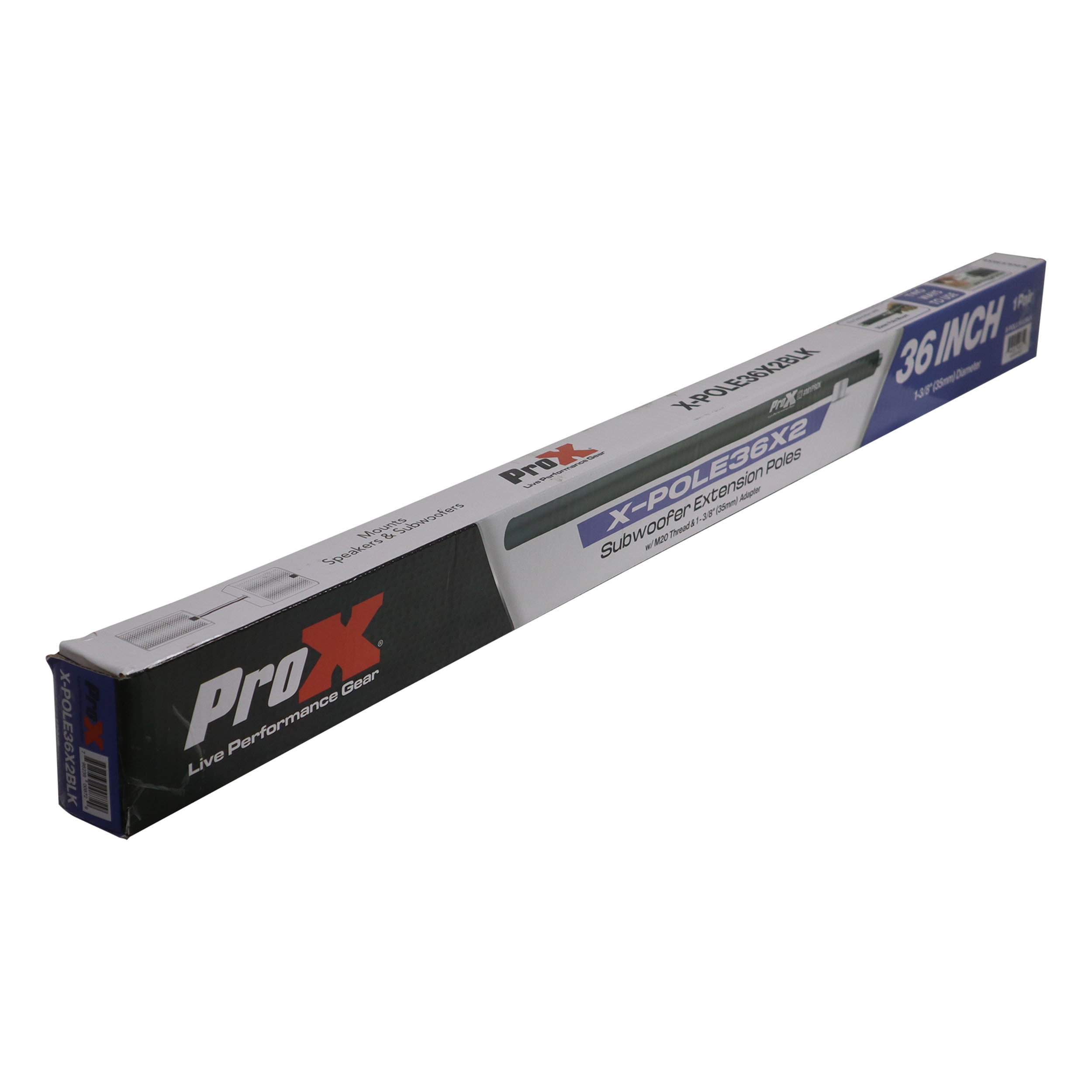 ProX X-POLE36X2BLK 36" Set of 2 Speaker Extension Poles with M20 Thread - Black by ProX