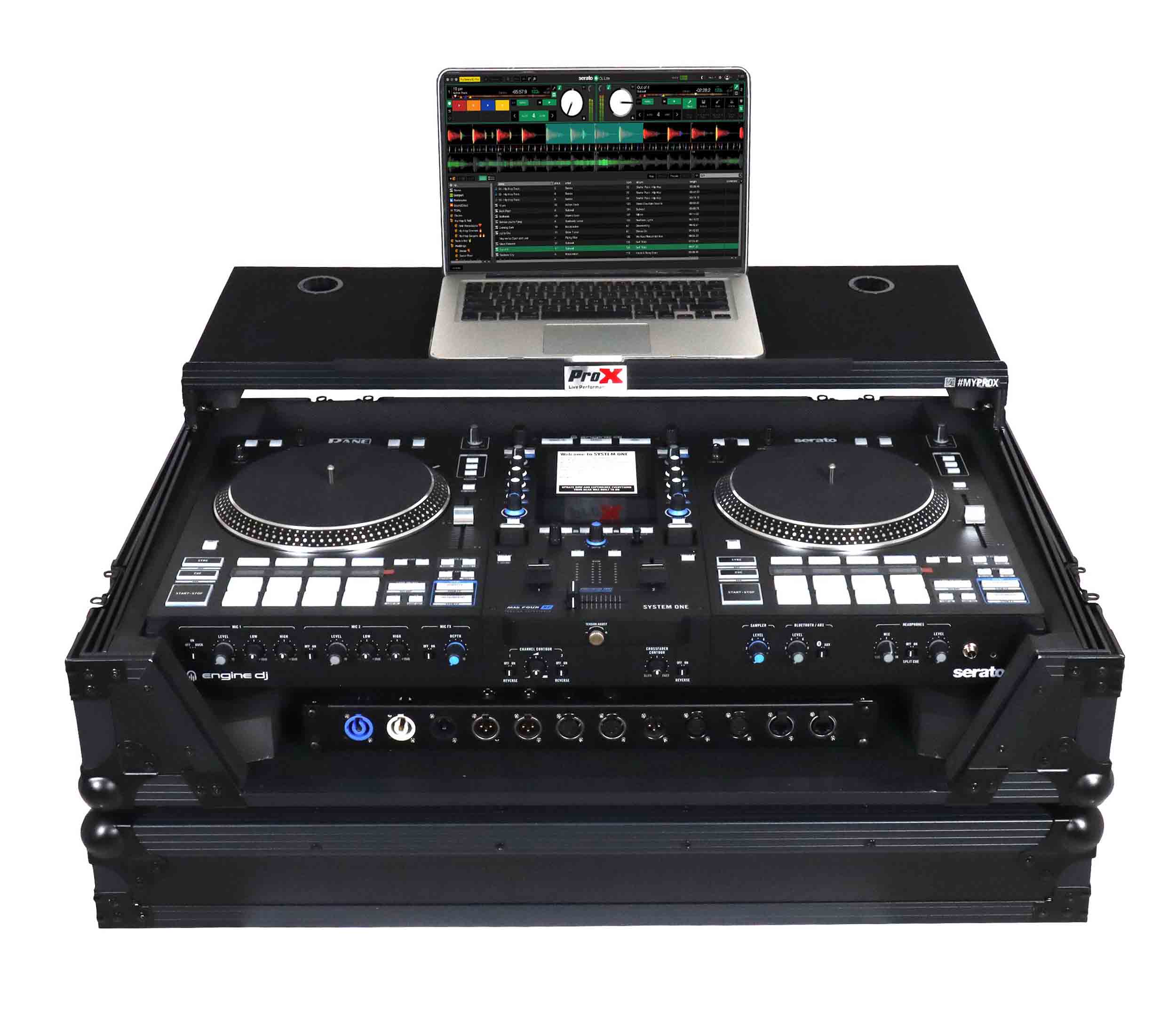 ProX XS-RANESYSONEWLTBLLED Flight Case for RANE SYSTEM ONE DJ Controller with Sliding Laptop Shelf - Black on Black by ProX Cases