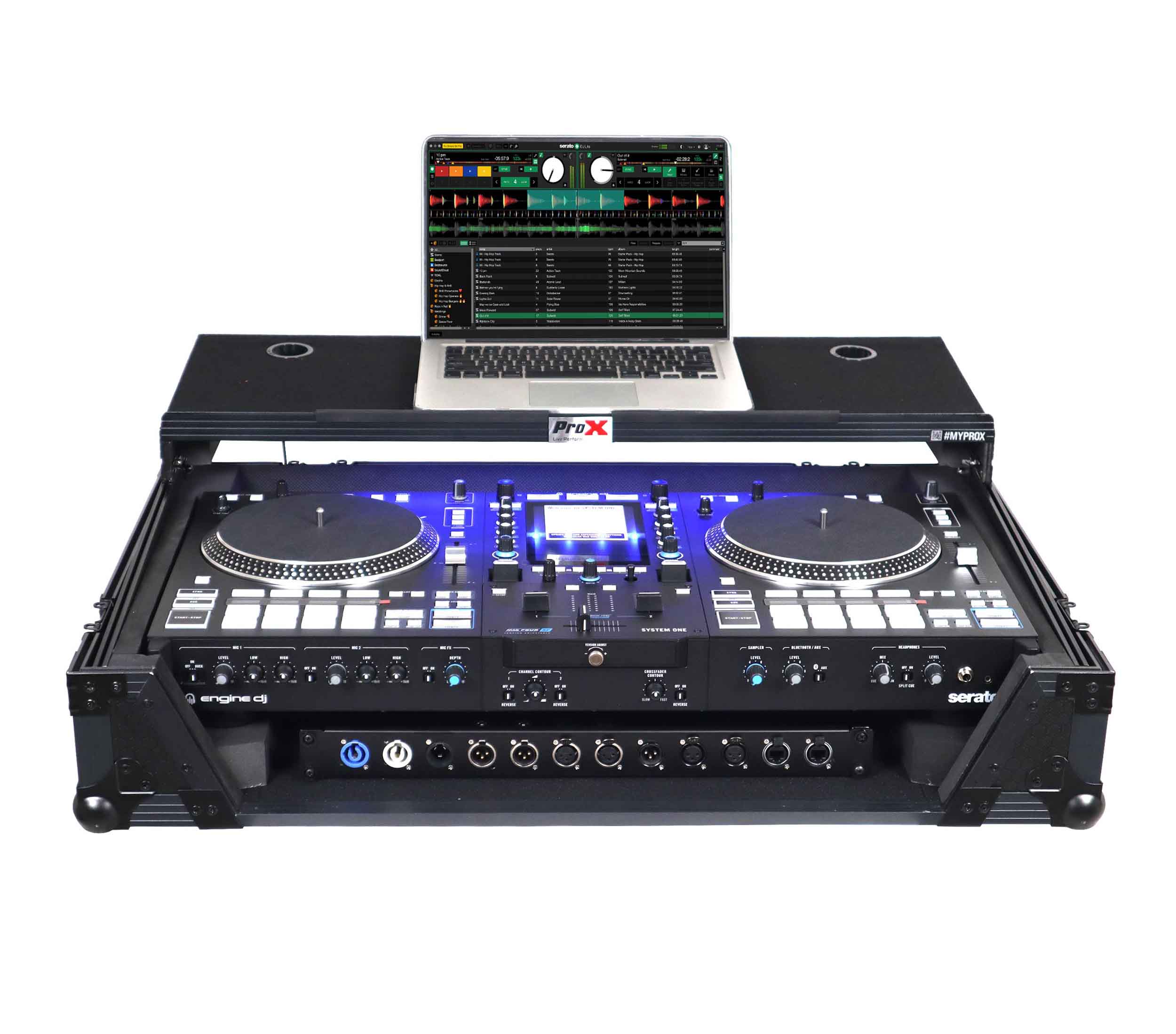 ProX XS-RANESYSONEWLTBLLED Flight Case for RANE SYSTEM ONE DJ Controller with Sliding Laptop Shelf - Black on Black by ProX Cases